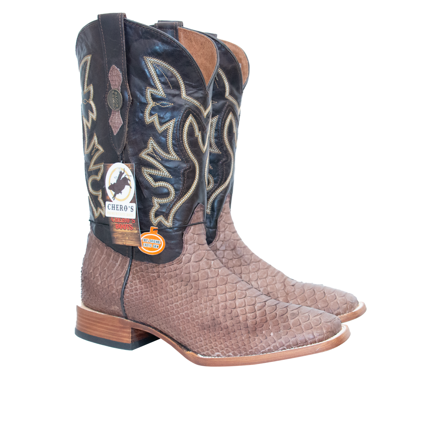 Chero's Premium Exotic Python Glazed Dark Brown