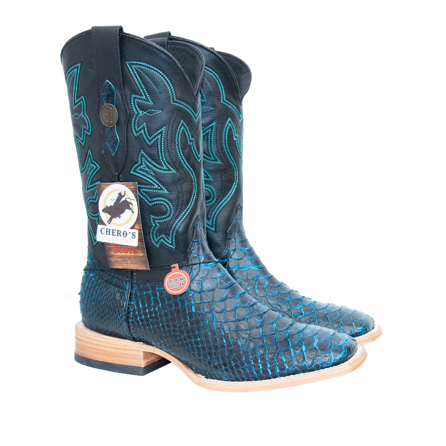 Chero's Premium Exotic Python Black Turquoise