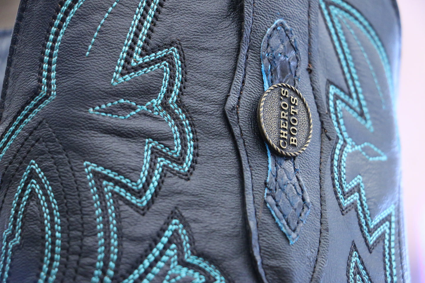 Chero's Premium Exotic Python Black Turquoise