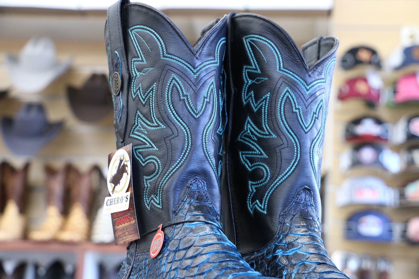 Chero's Premium Exotic Python Black Turquoise