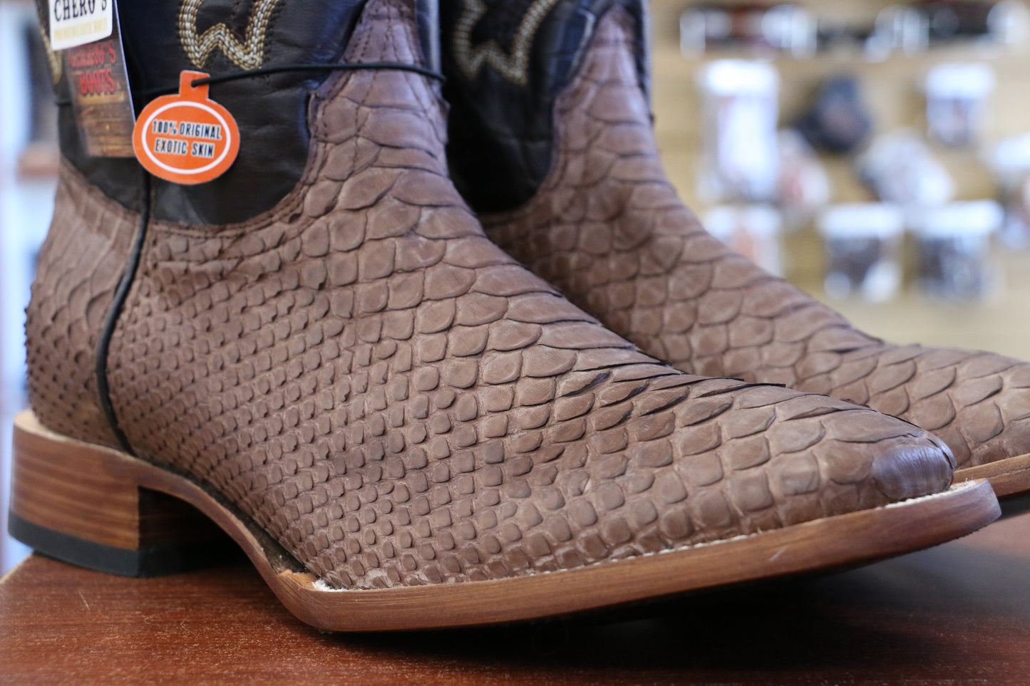 Chero's Premium Exotic Python Glazed Dark Brown