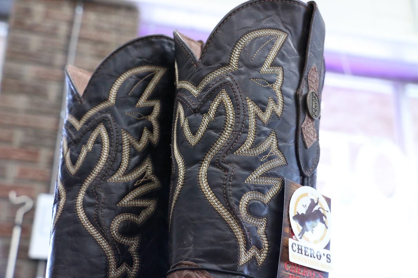 Chero's Premium Exotic Python Glazed Dark Brown