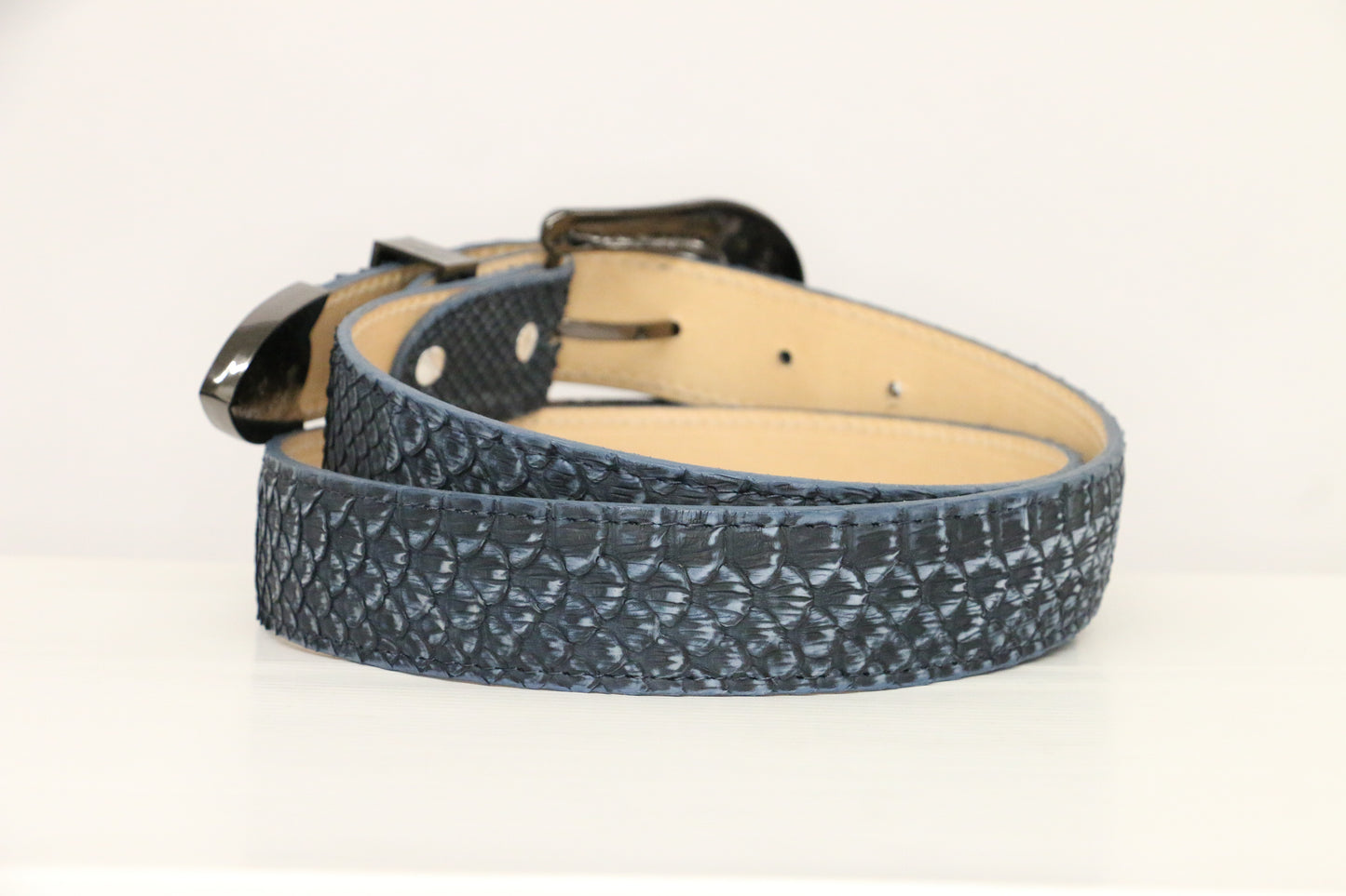 Chero's Premium Exotic Python Belt - Rustic Navy