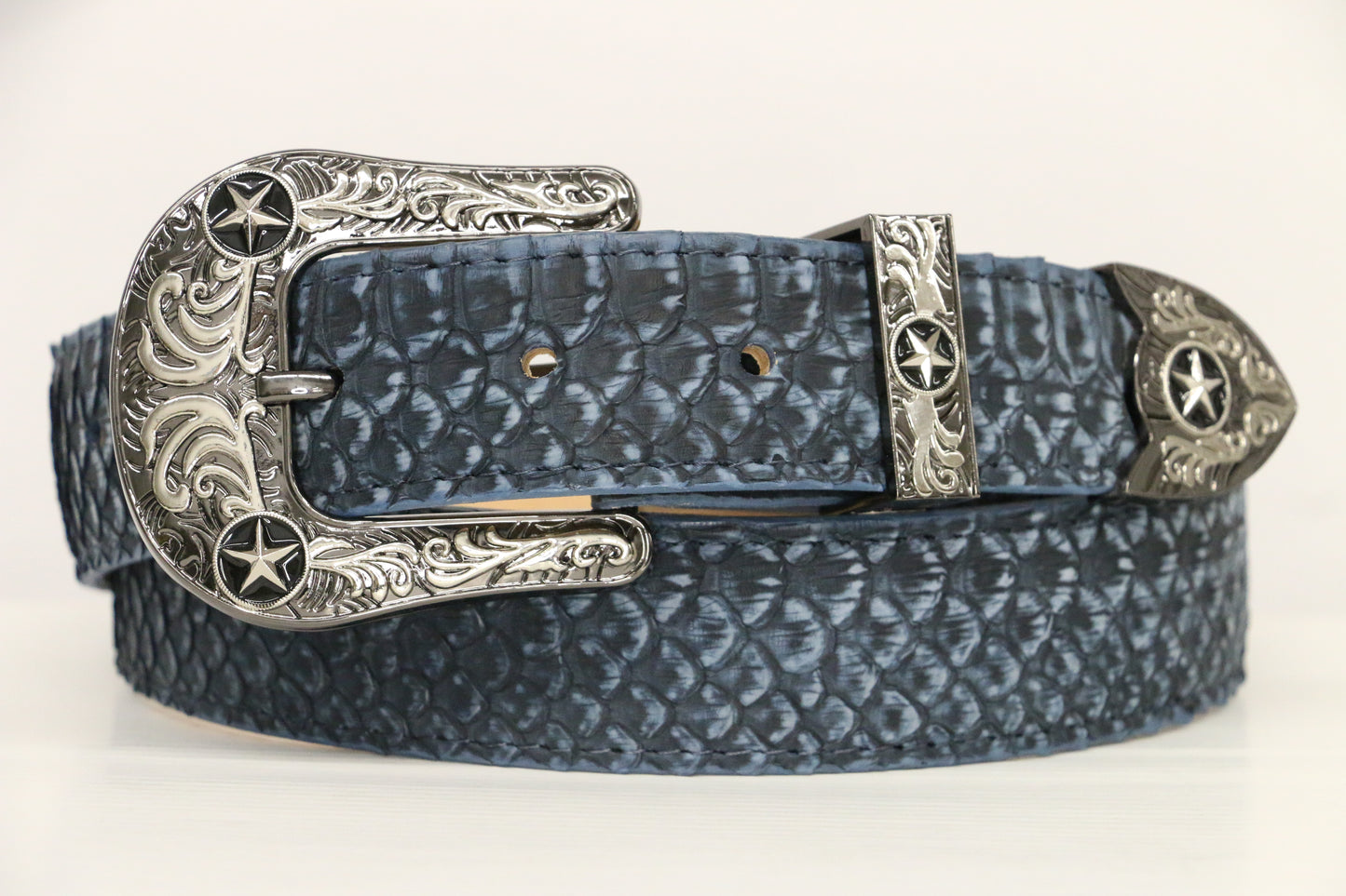 Chero's Premium Exotic Python Belt - Rustic Navy