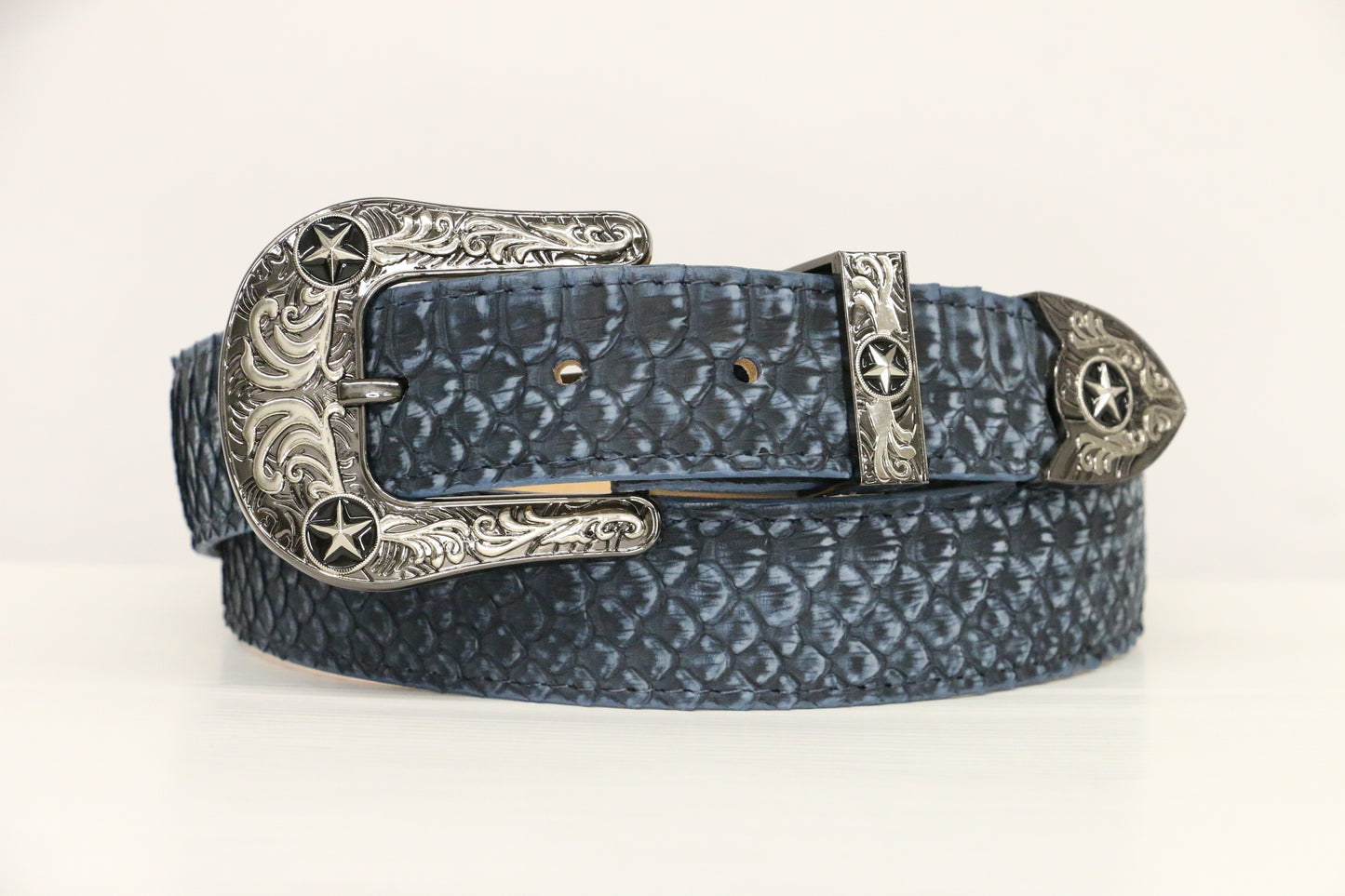 Chero's Premium Exotic Python Belt - Rustic Navy