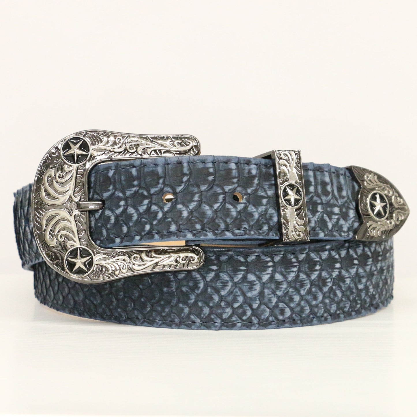 Chero's Premium Exotic Python Belt - Rustic Navy