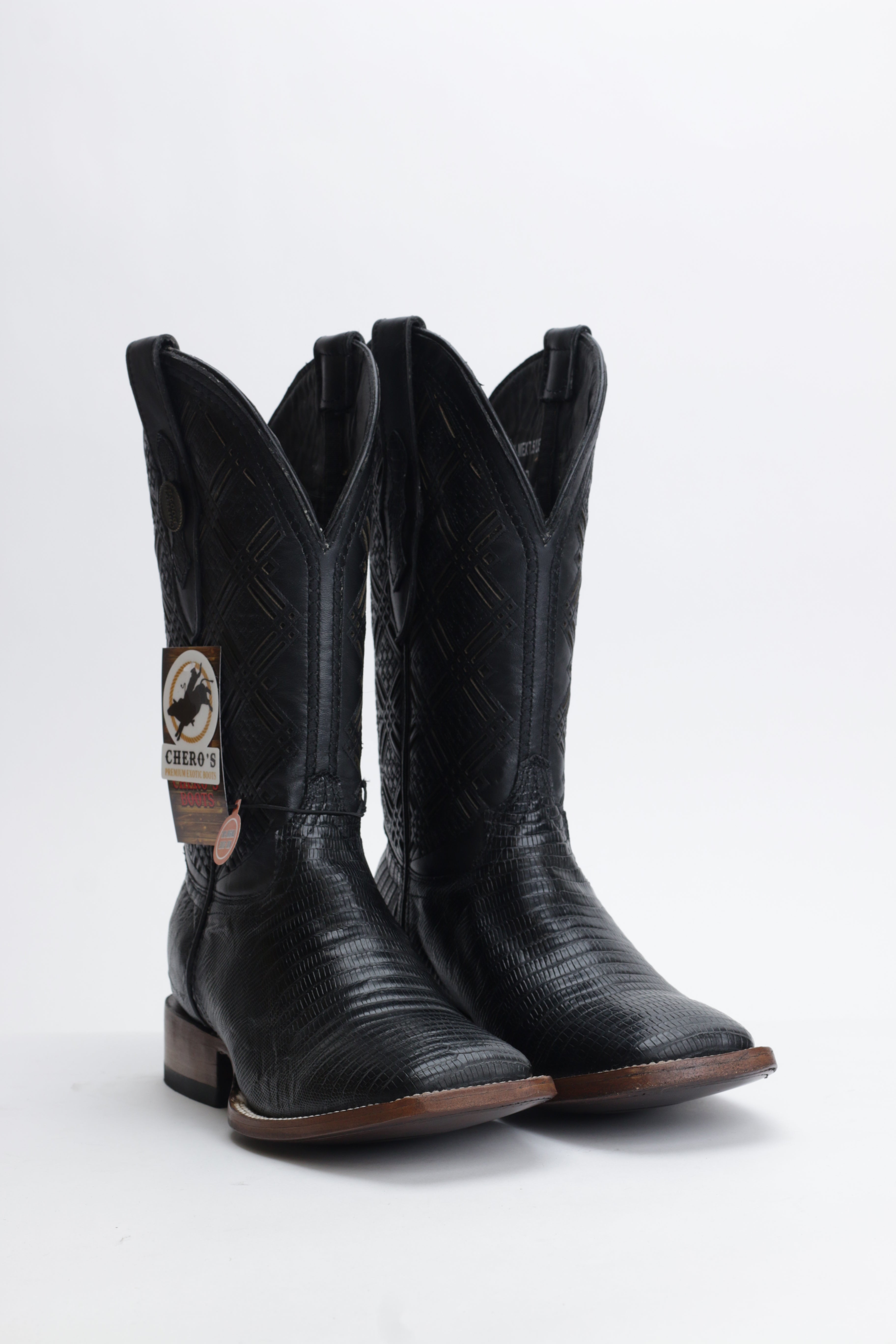 Bottes de cowboy cuir peau de lézard Teju exotique 2 tons Bottes de cowboy cuir peau de lézard Teju exotique 2 tons