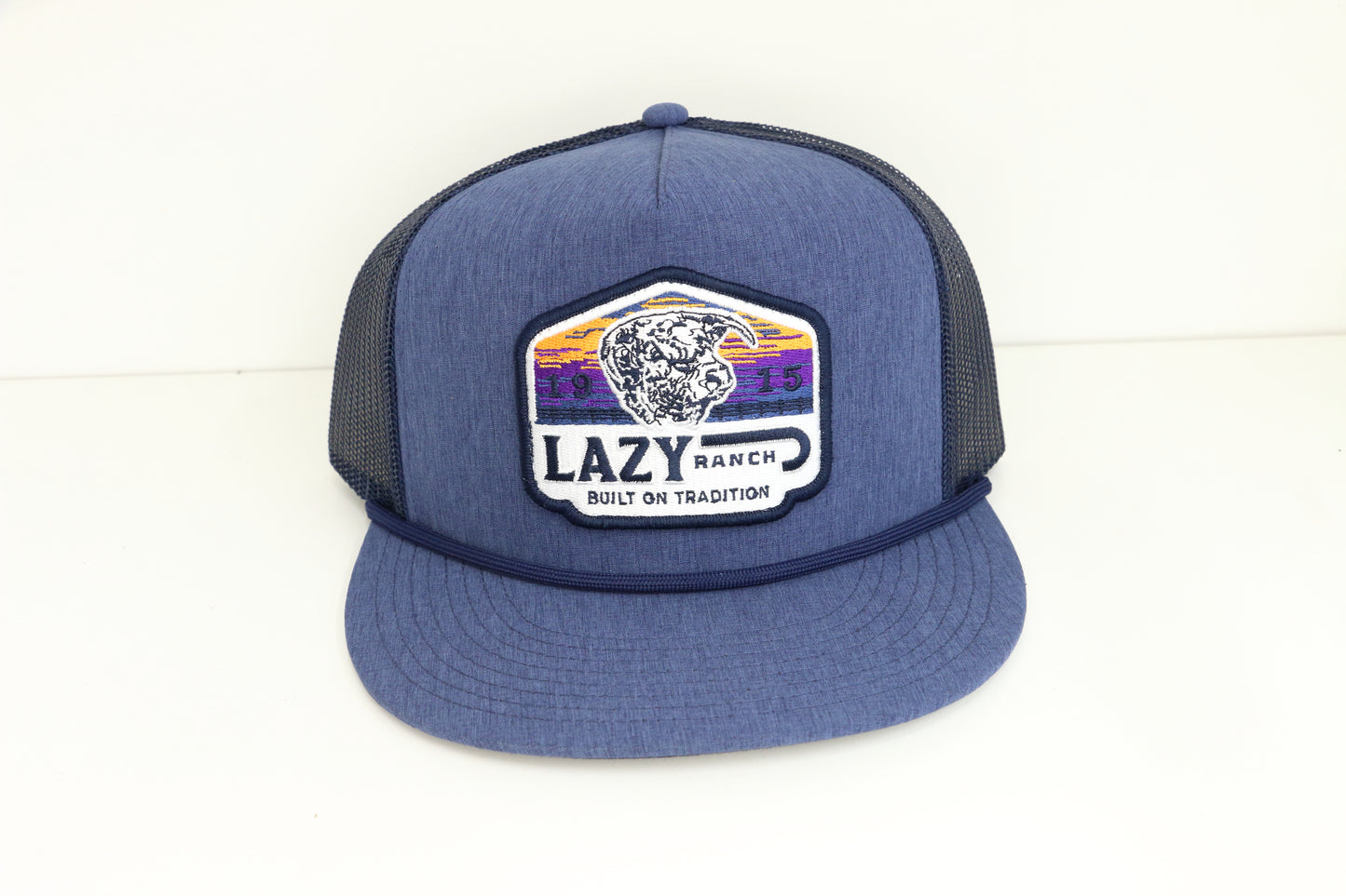 Lazy J Ranch Navy Bull Wagon Classic Rope Trucker Hat