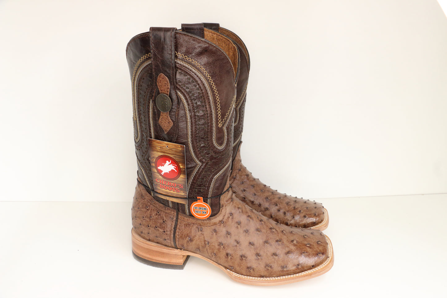 Chero's Premium Exotic Ostrich Cowboy Brown (Natural Sole)