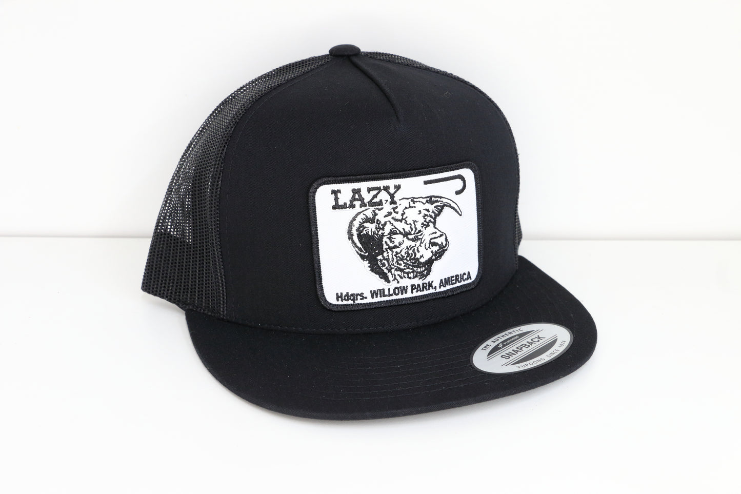 Lazy J Ranch Black Cattle Headquarters Classic Five Panel Trucker Hat