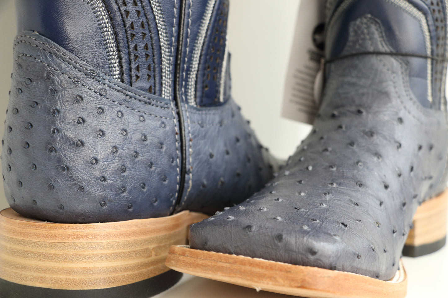 Chero's Premium Exotic Ostrich Denim Blue