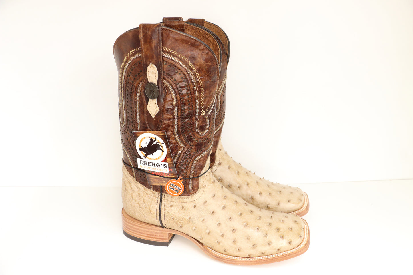 Chero's Premium Exotic Ostrich Vintage Sand