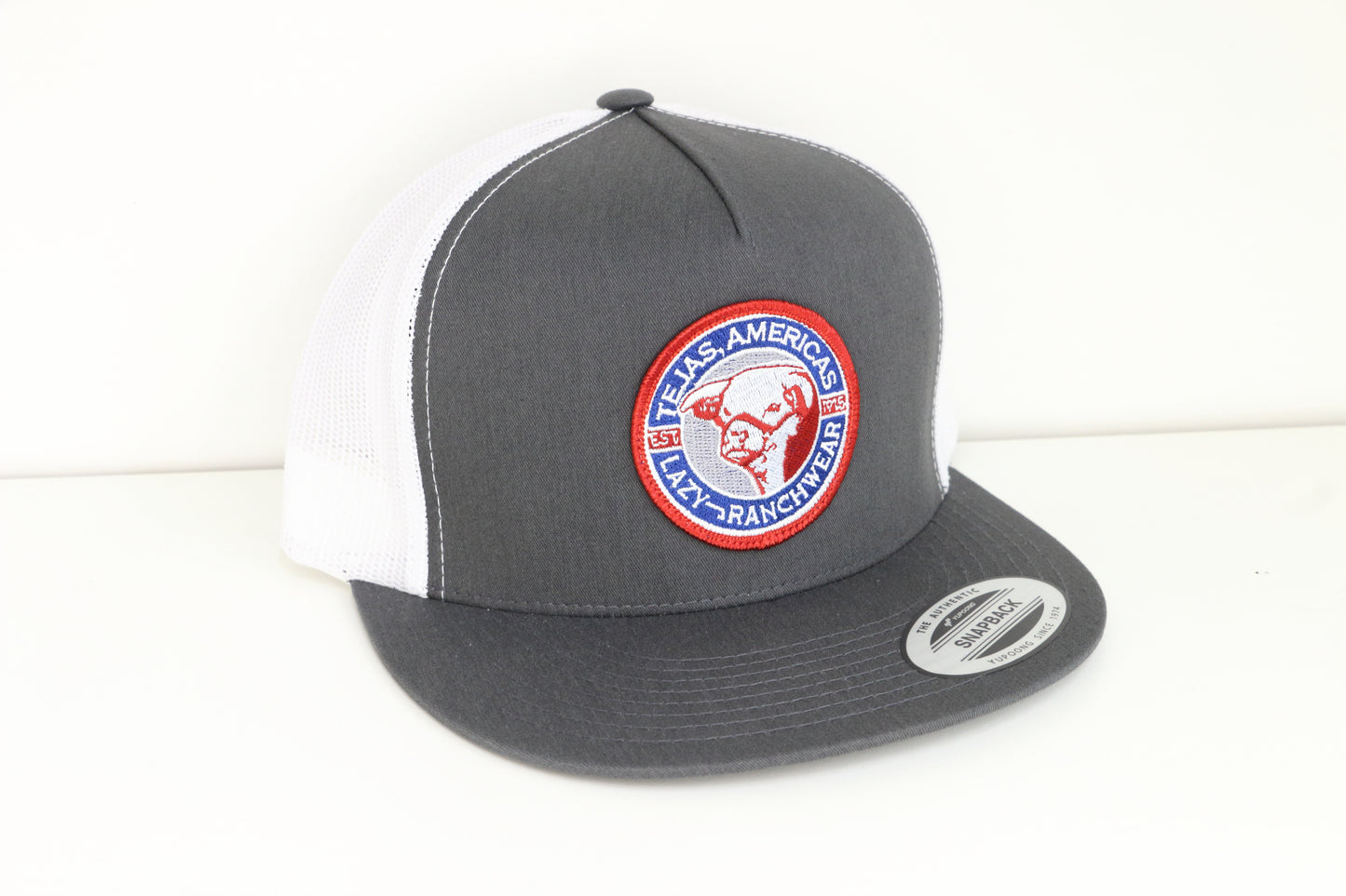 Lazy J Ranch Dark Grey & White Tejas Classic Five Panel Trucker Hat