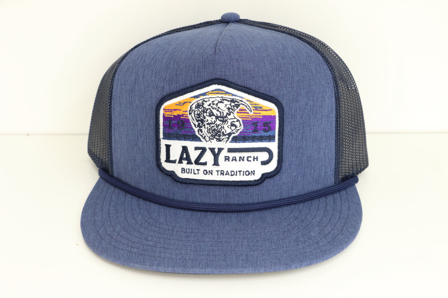 Lazy J Ranch Navy Bull Wagon Classic Rope Trucker Hat