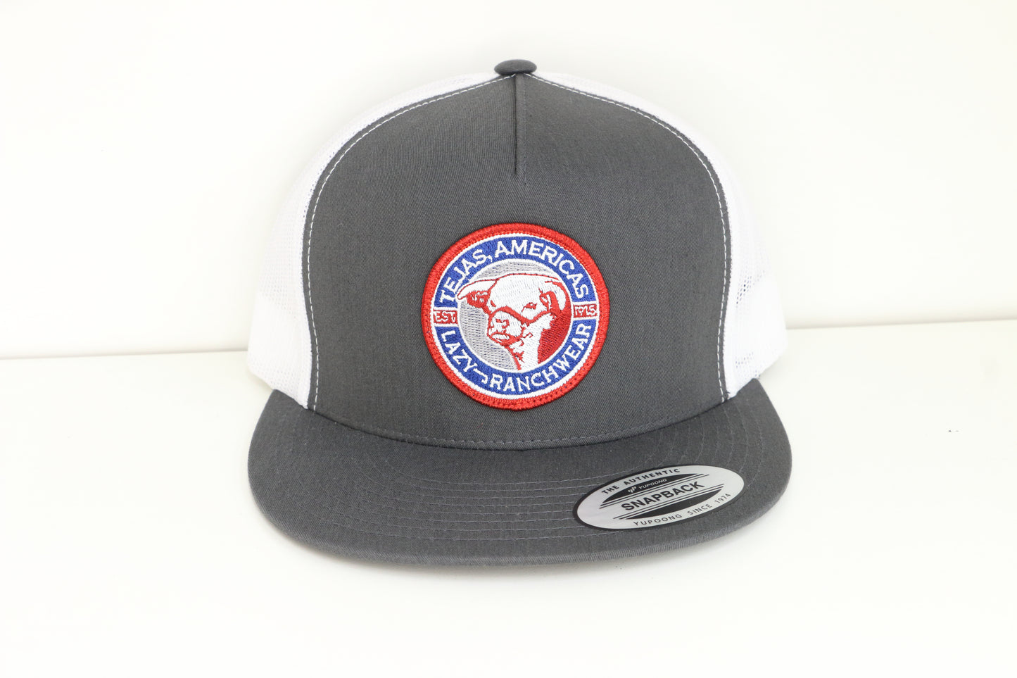 Lazy J Ranch Dark Grey & White Tejas Classic Five Panel Trucker Hat