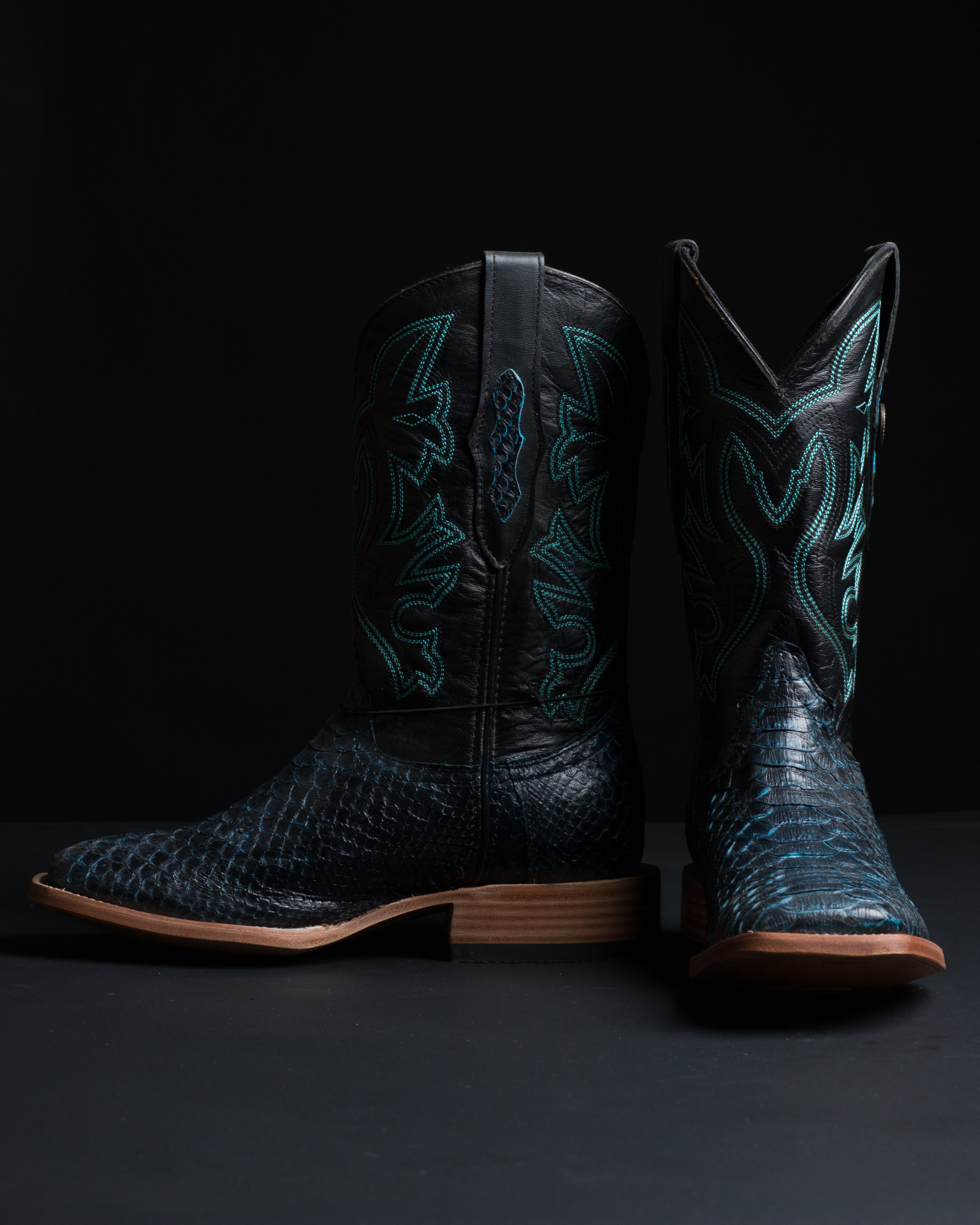 Chero's Premium Exotic Python Black Turquoise
