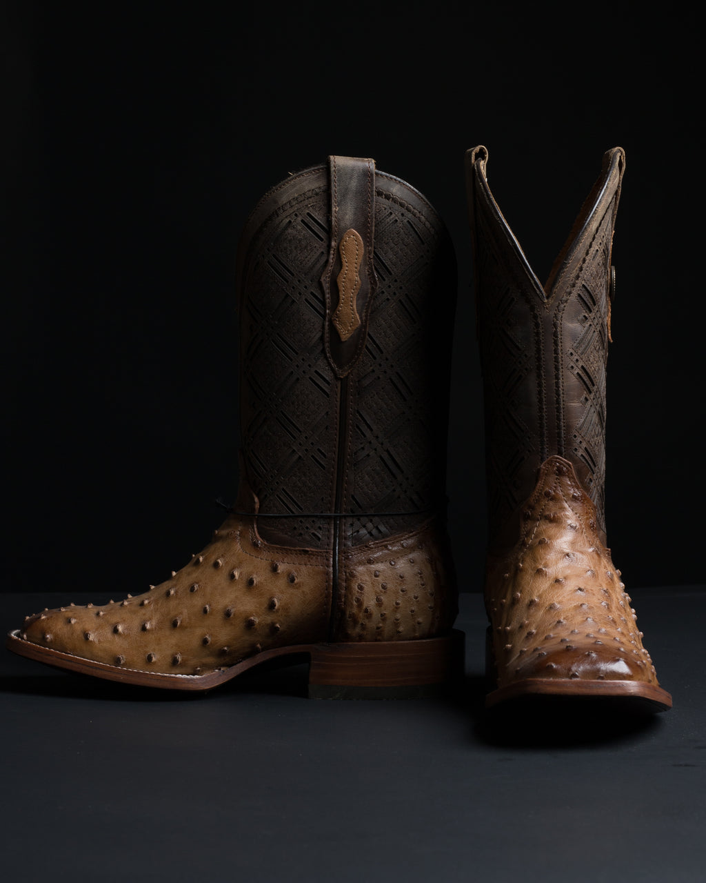 Chero's Premium Exotic Full-Quill Ostrich Scorched Brandy