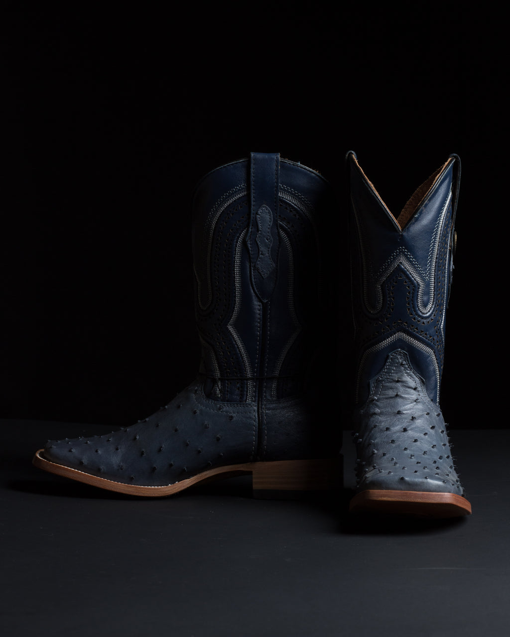 Chero's Premium Exotic Full-Quill Ostrich Denim Blue