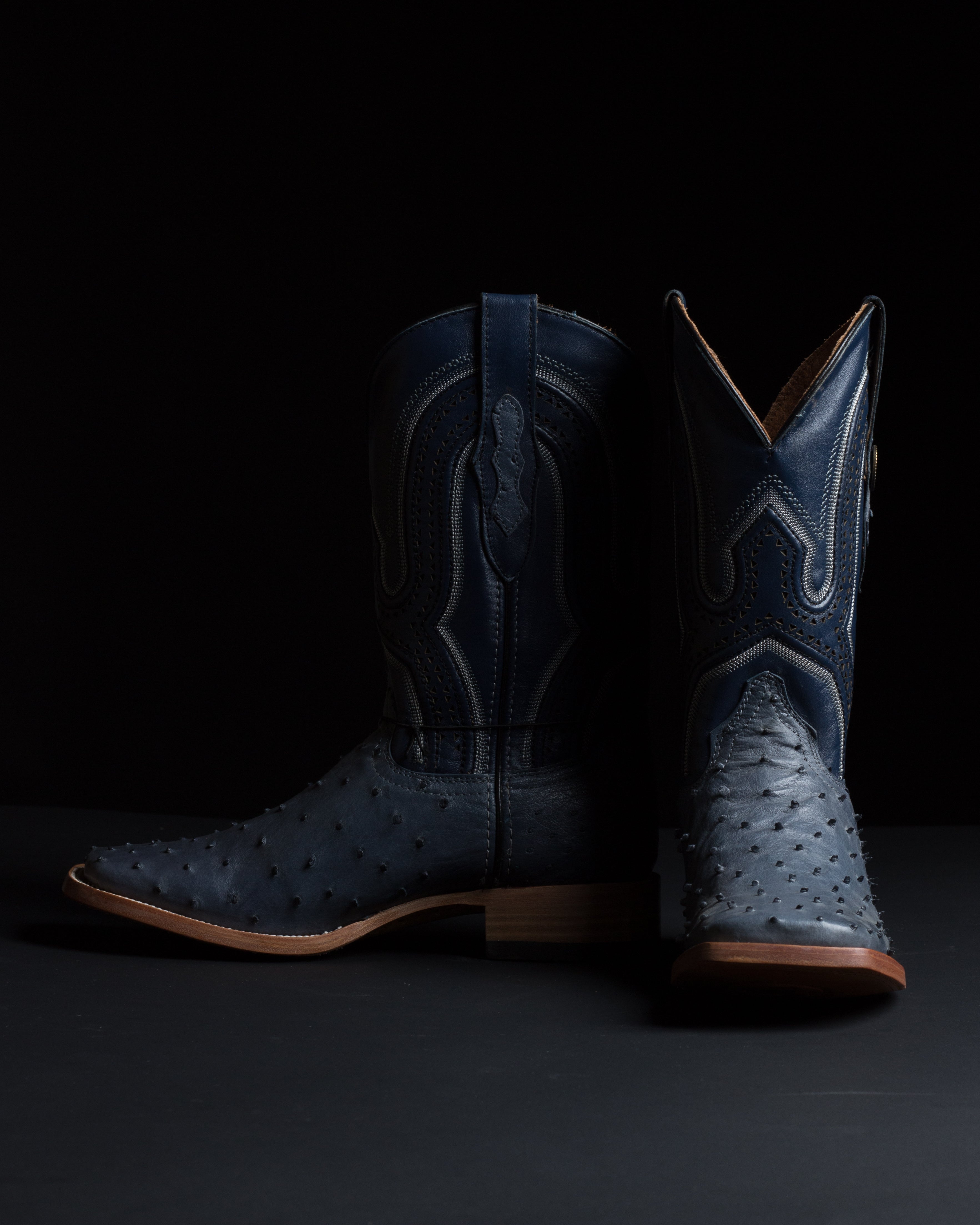 Chero's Premium Exotic Full-Quill Ostrich Denim Blue