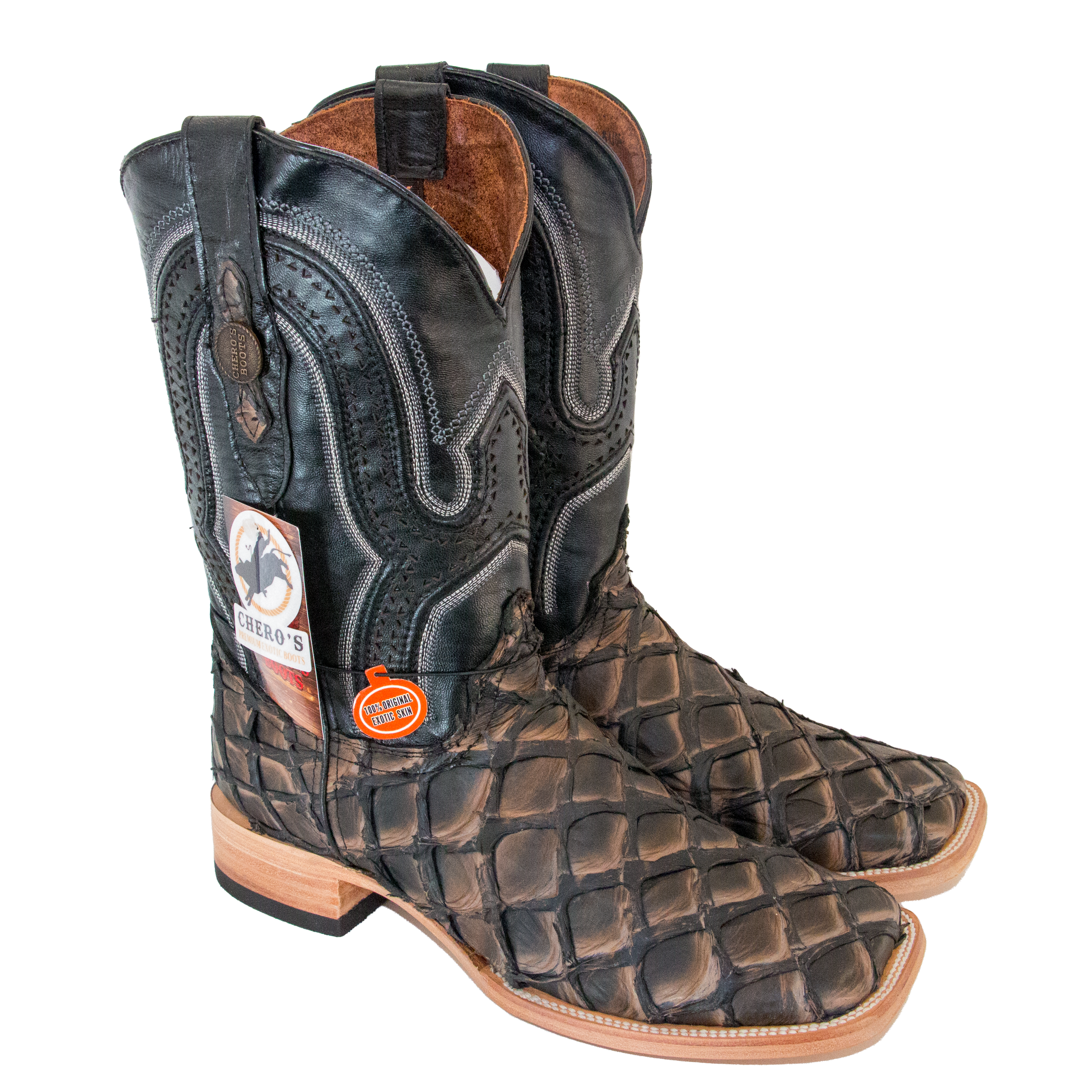 Chero's Premium Exotic Pirarucu Camel Black Wild