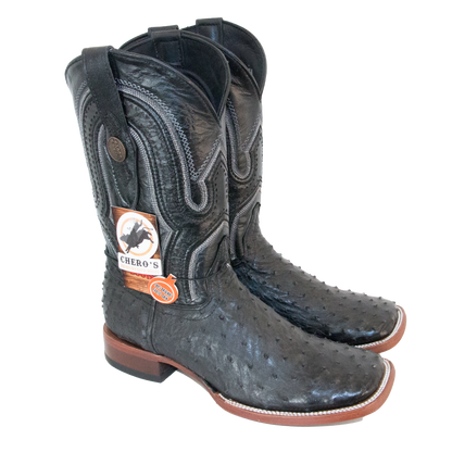 Chero's Premium Exotic Ostrich Black Dark Sole