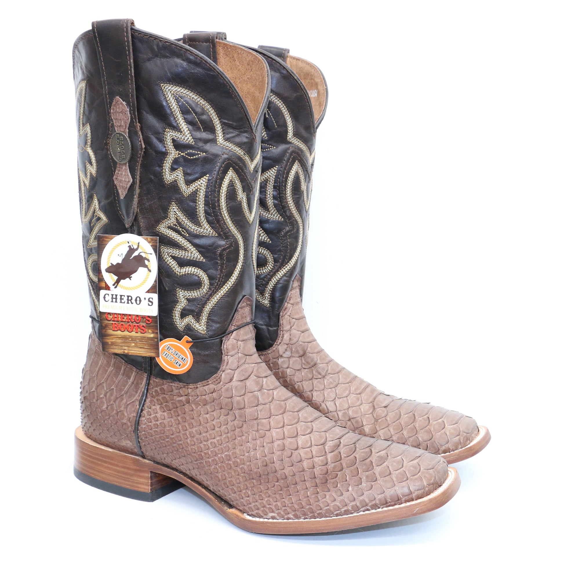 Chero's Premium Exotic Python Glazed Dark Brown