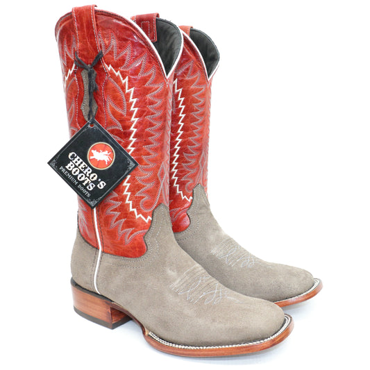 Chero's Roughout Industrial Gray Square Toe Boots