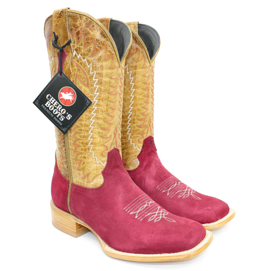 Chero's Roughout Dynamite Red Square Toe Boots