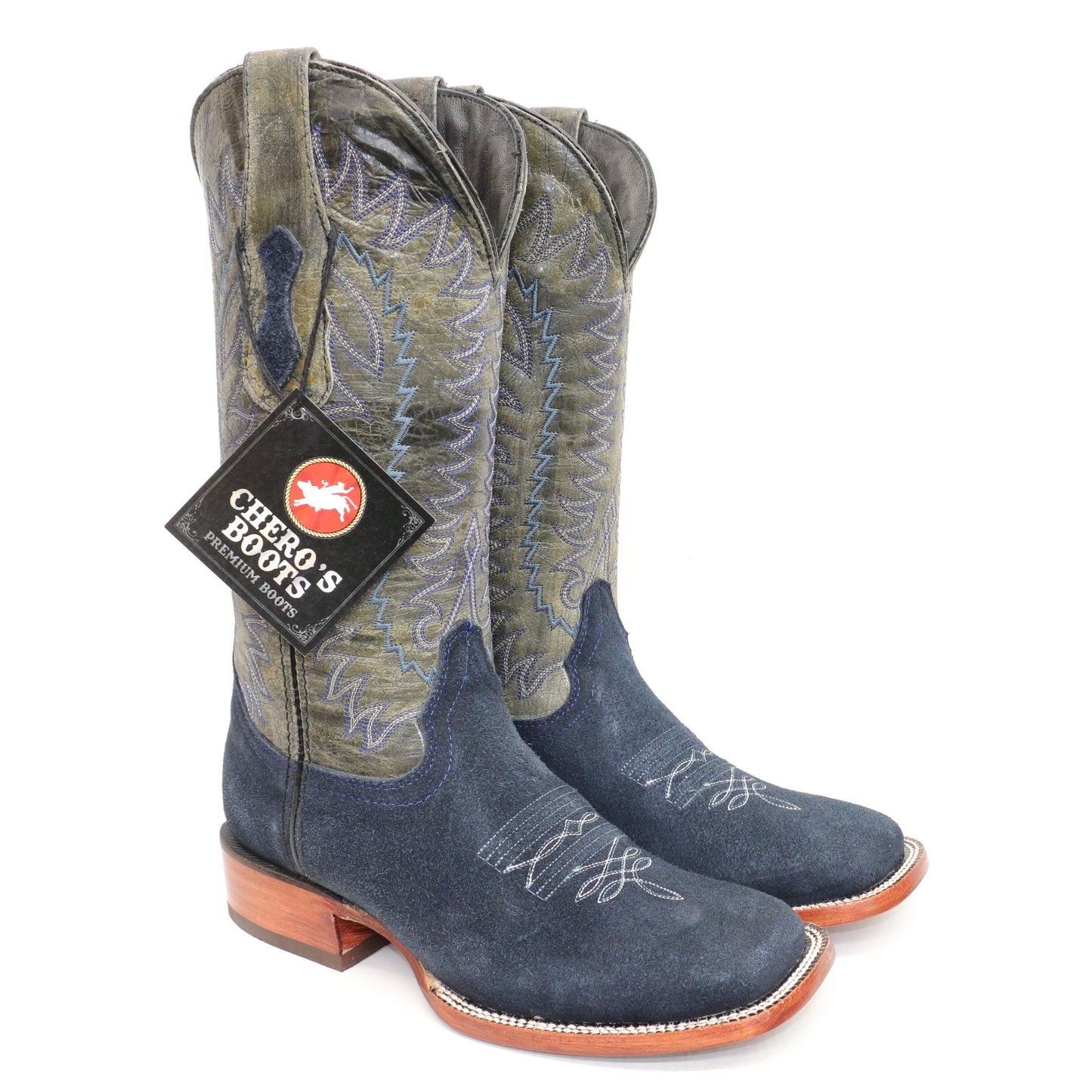 Chero's Roughout Deep Sea Blue Square Toe Boots