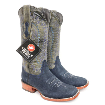 Chero's Roughout Deep Sea Blue Square Toe Boots
