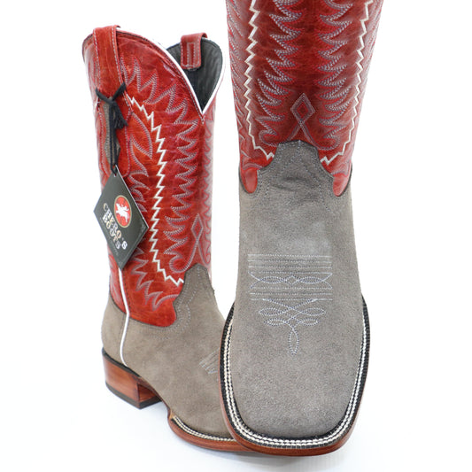 Chero's Roughout Industrial Gray Square Toe Boots