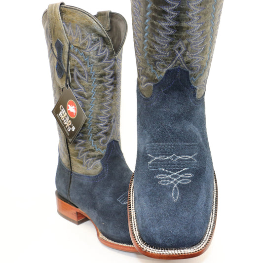 Chero's Roughout Deep Sea Blue Square Toe Boots