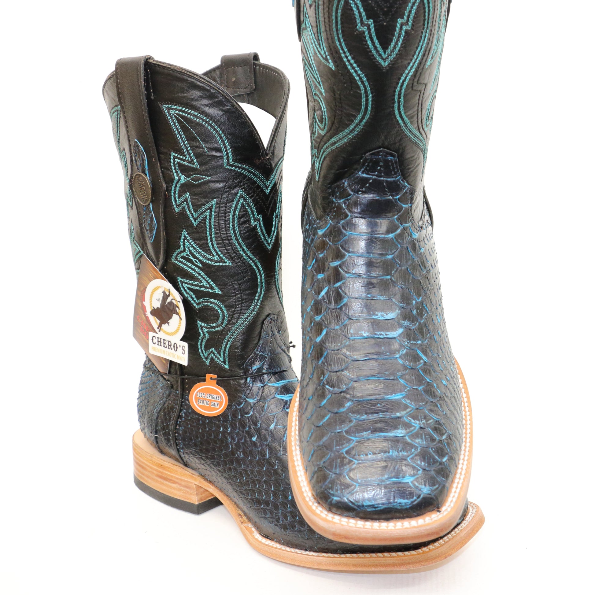 Chero's Premium Exotic Python Black Turquoise
