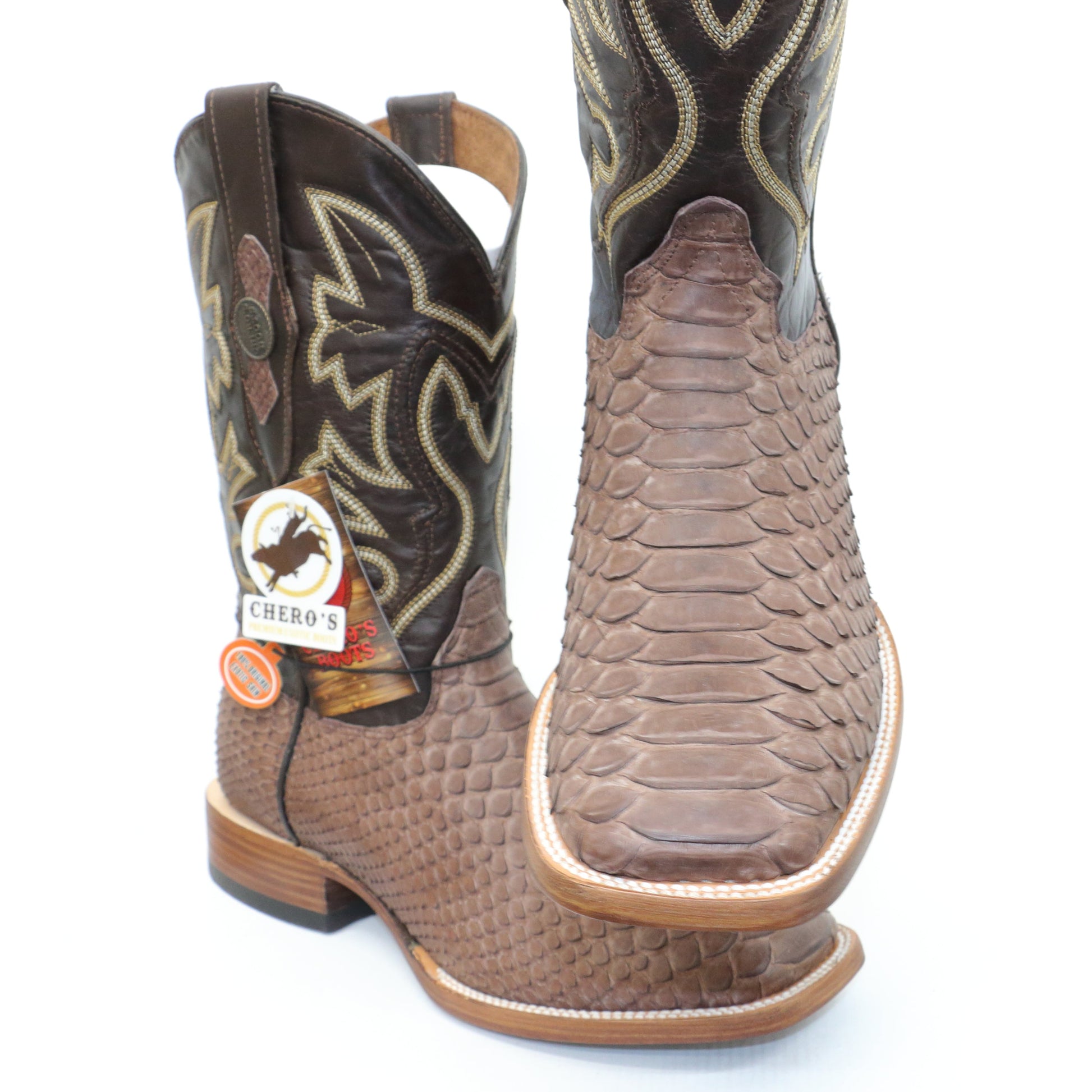 Chero's Premium Exotic Python Glazed Dark Brown