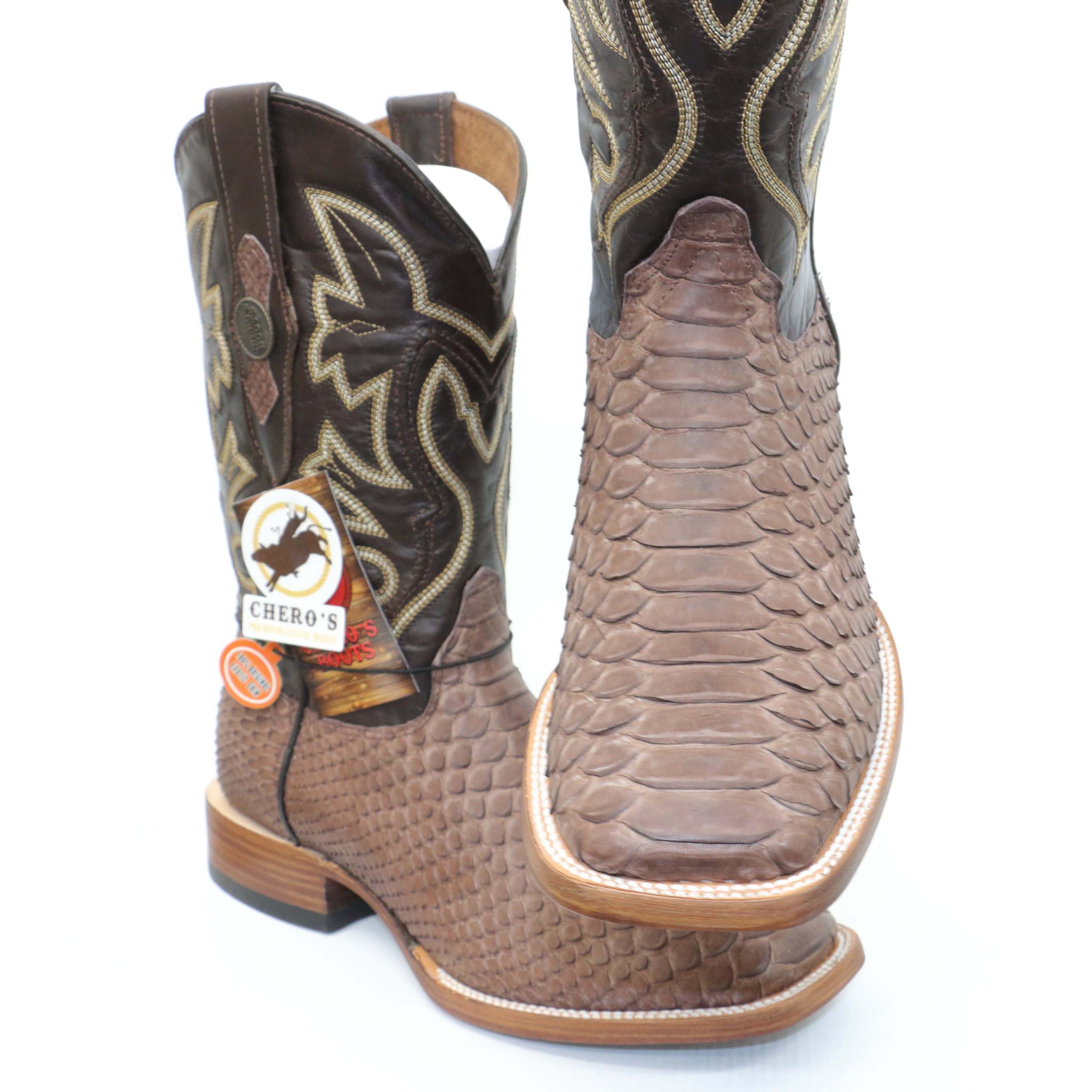 Chero's Premium Exotic Python Glazed Dark Brown