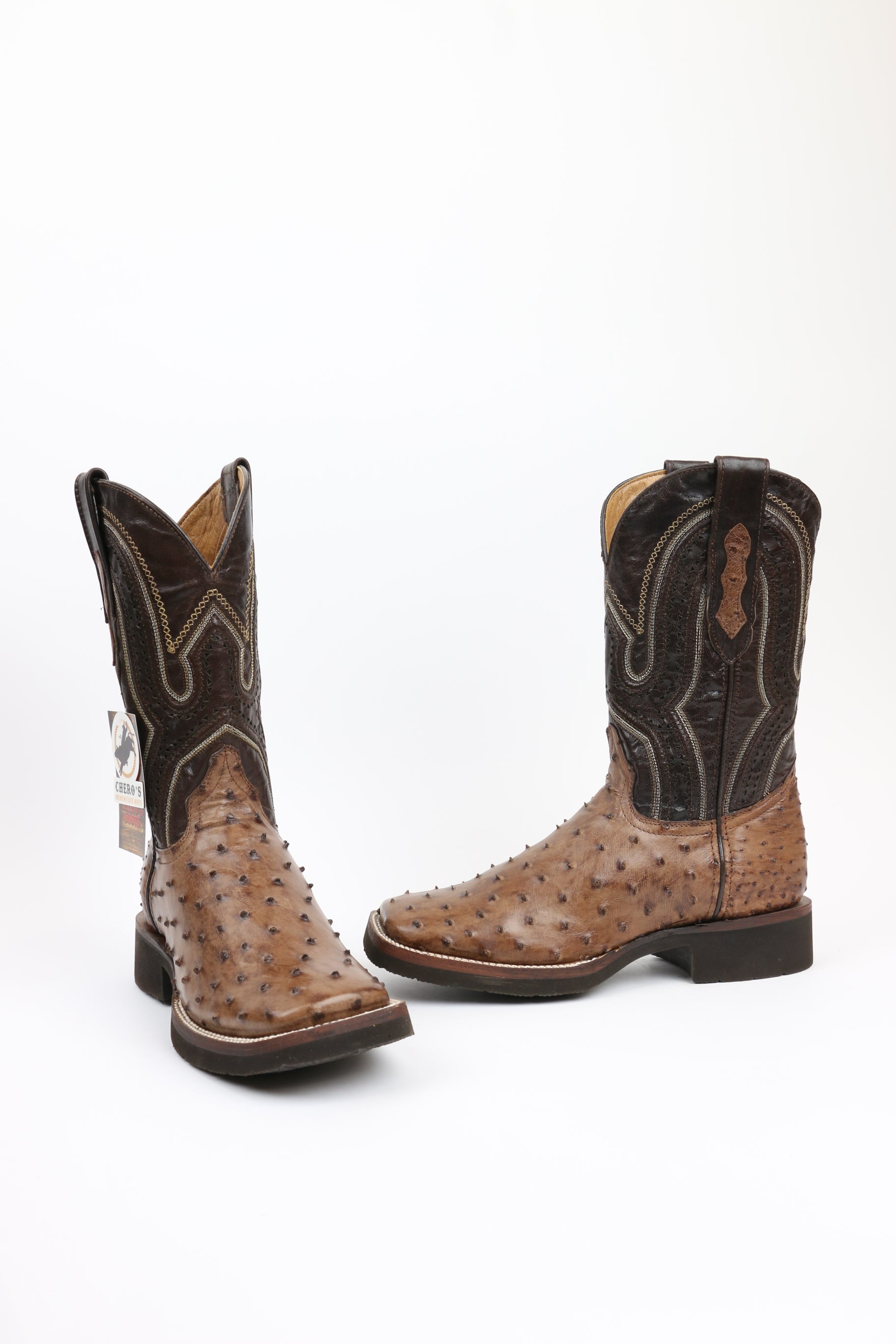 Chero's Premium Exotic Ostrich Cowboy Brown Work Sole