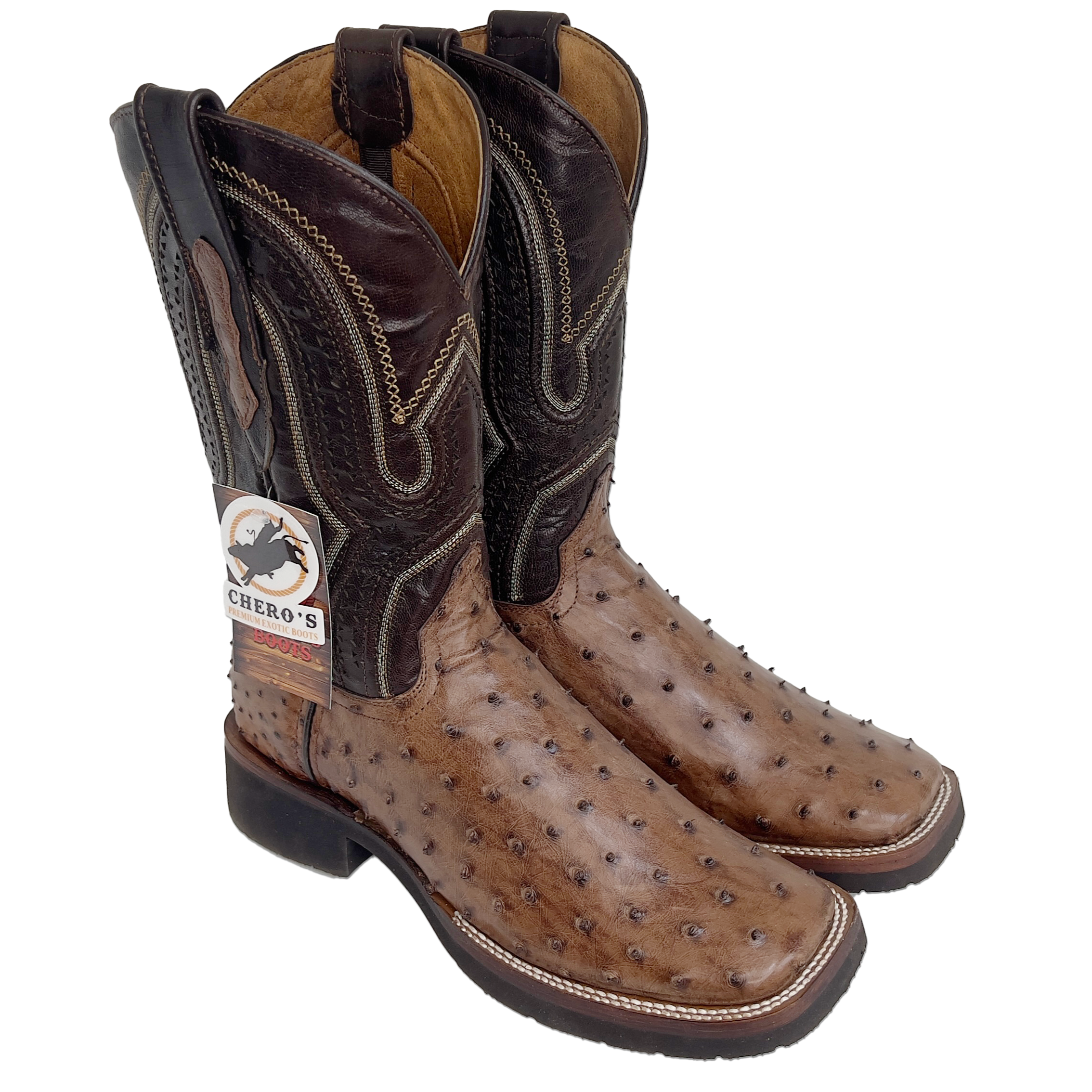 Chero's Premium Exotic Ostrich Cowboy Brown Work Sole