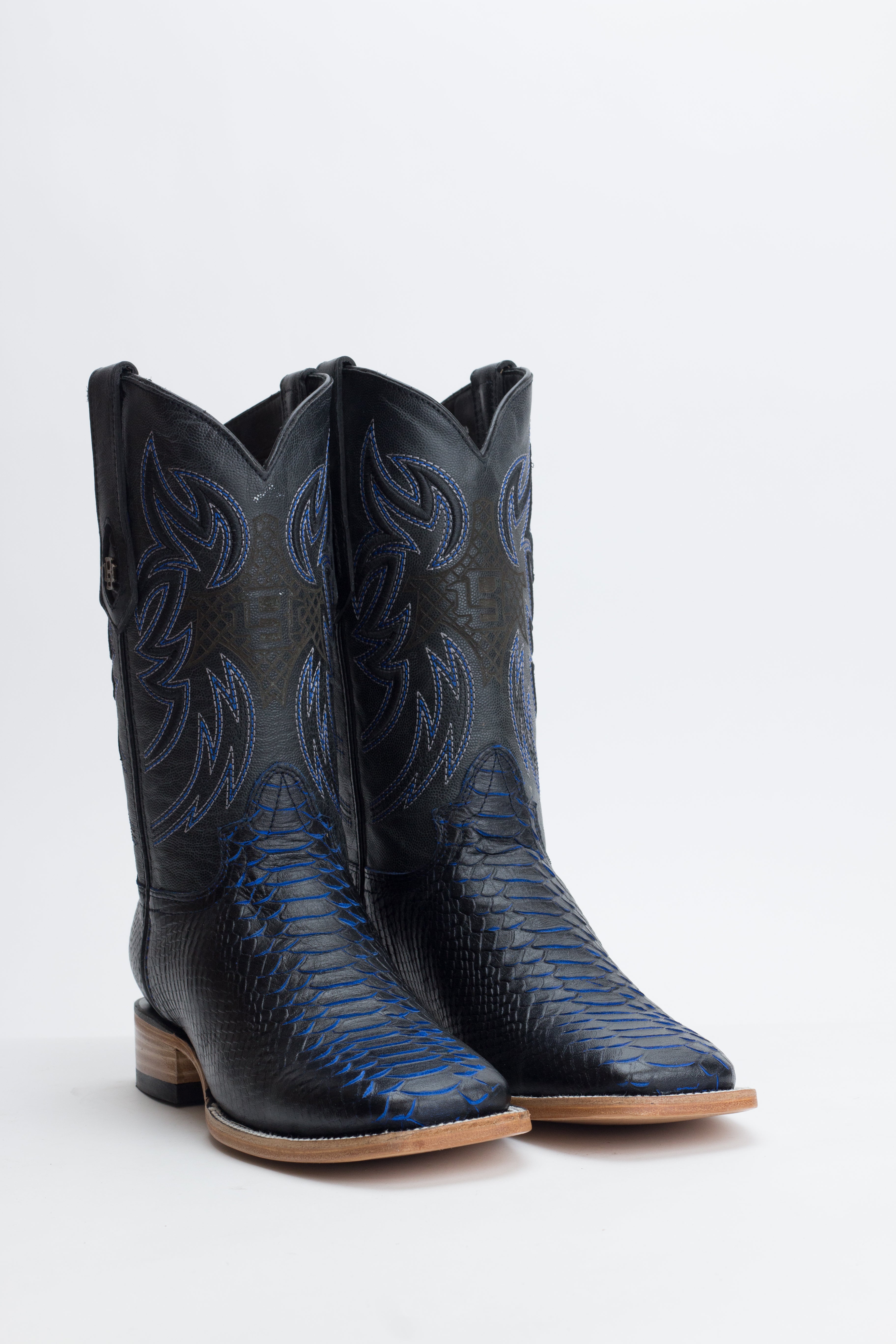 Bronzer Faux Python (Printed Cowhide) - Black/Blue