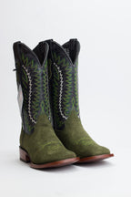 Chero's Roughout Forest Green Square Toe Boots
