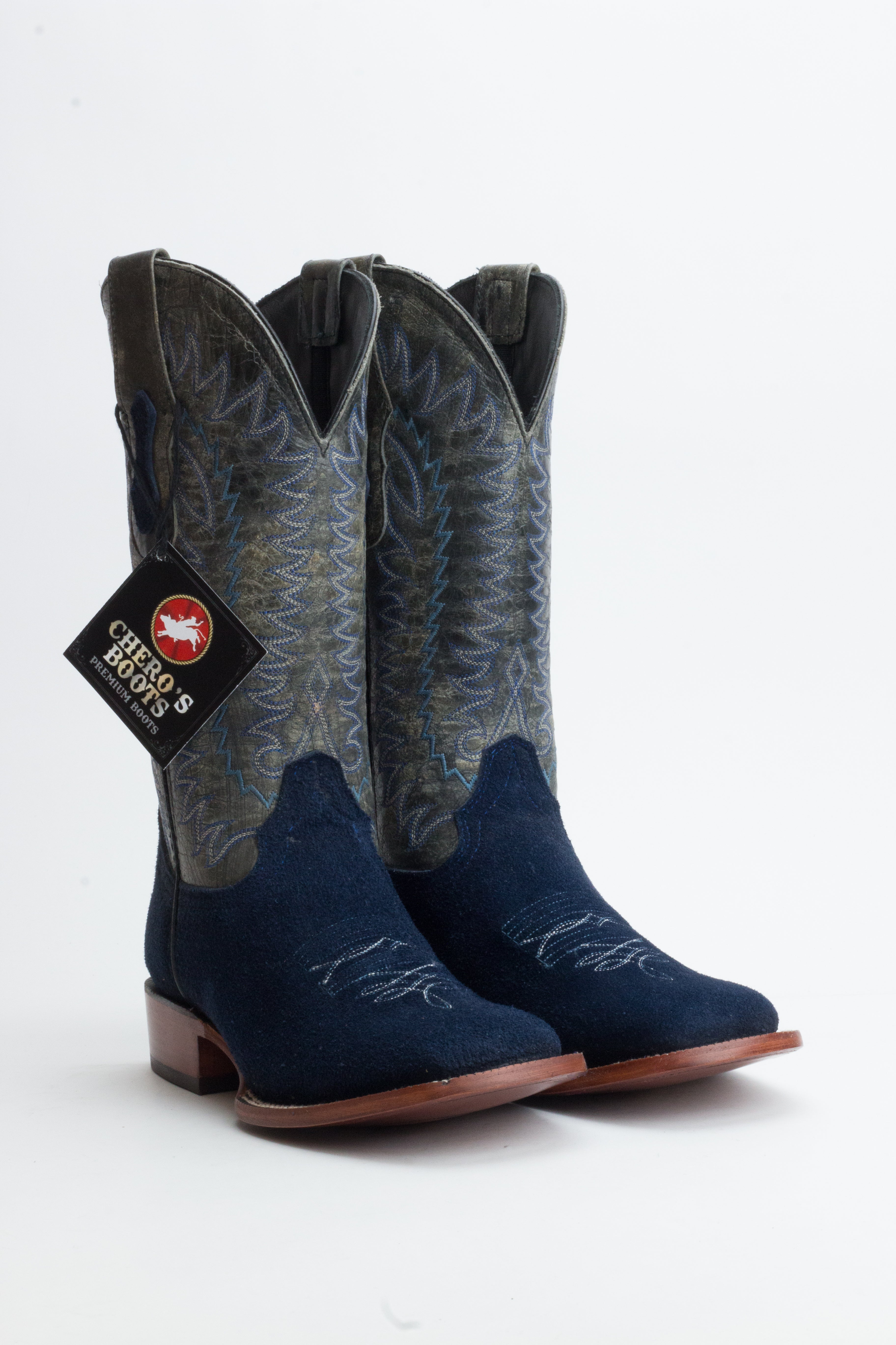 Chero's Roughout Deep Sea Blue Square Toe Boots – Chero's Boots