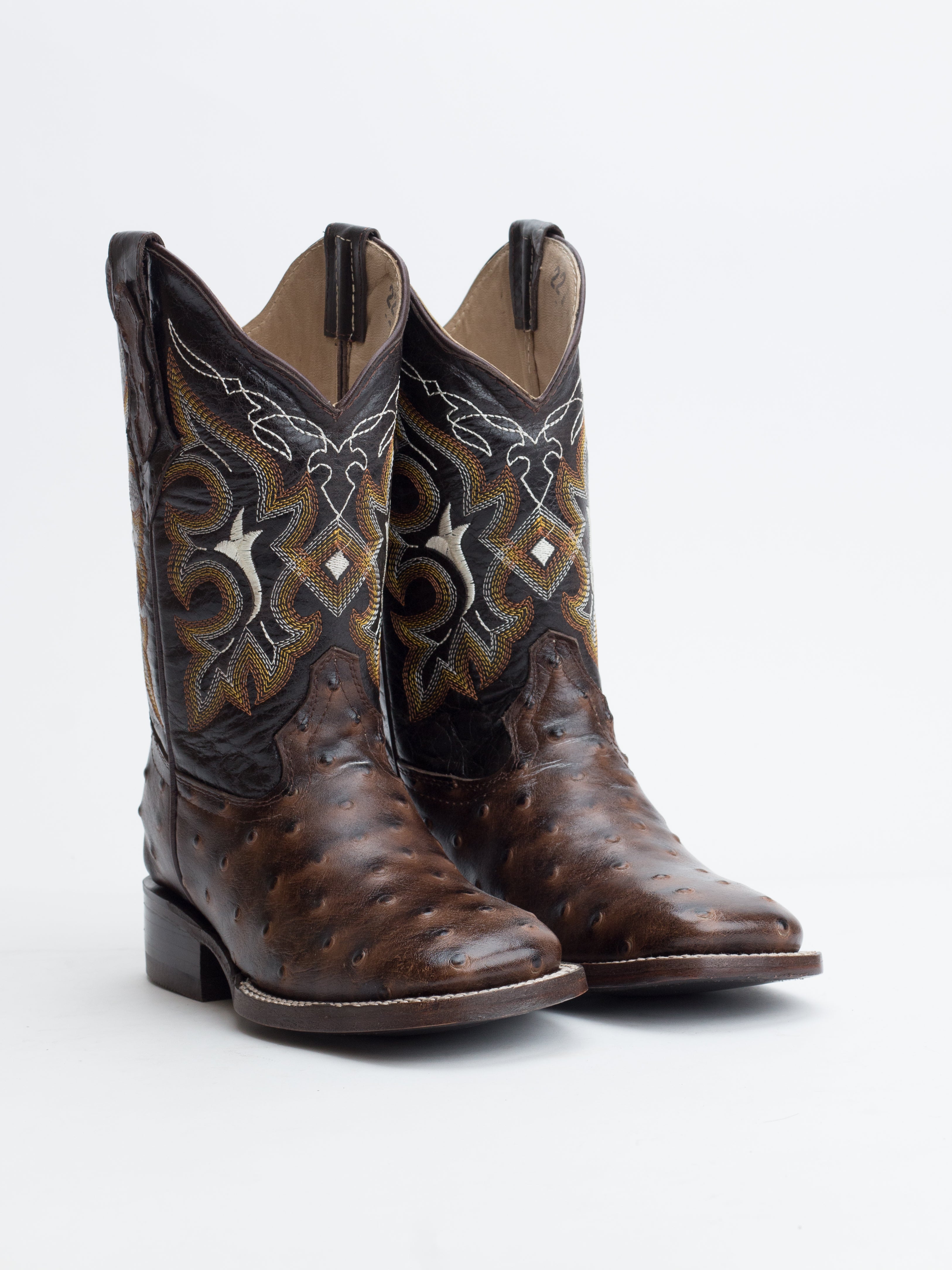 El Gran Potrillo Big Kids Faux Ostrich (Printed Cowhide) - Brown