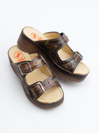 Hand-Tooled Sunflower Platform Sandals