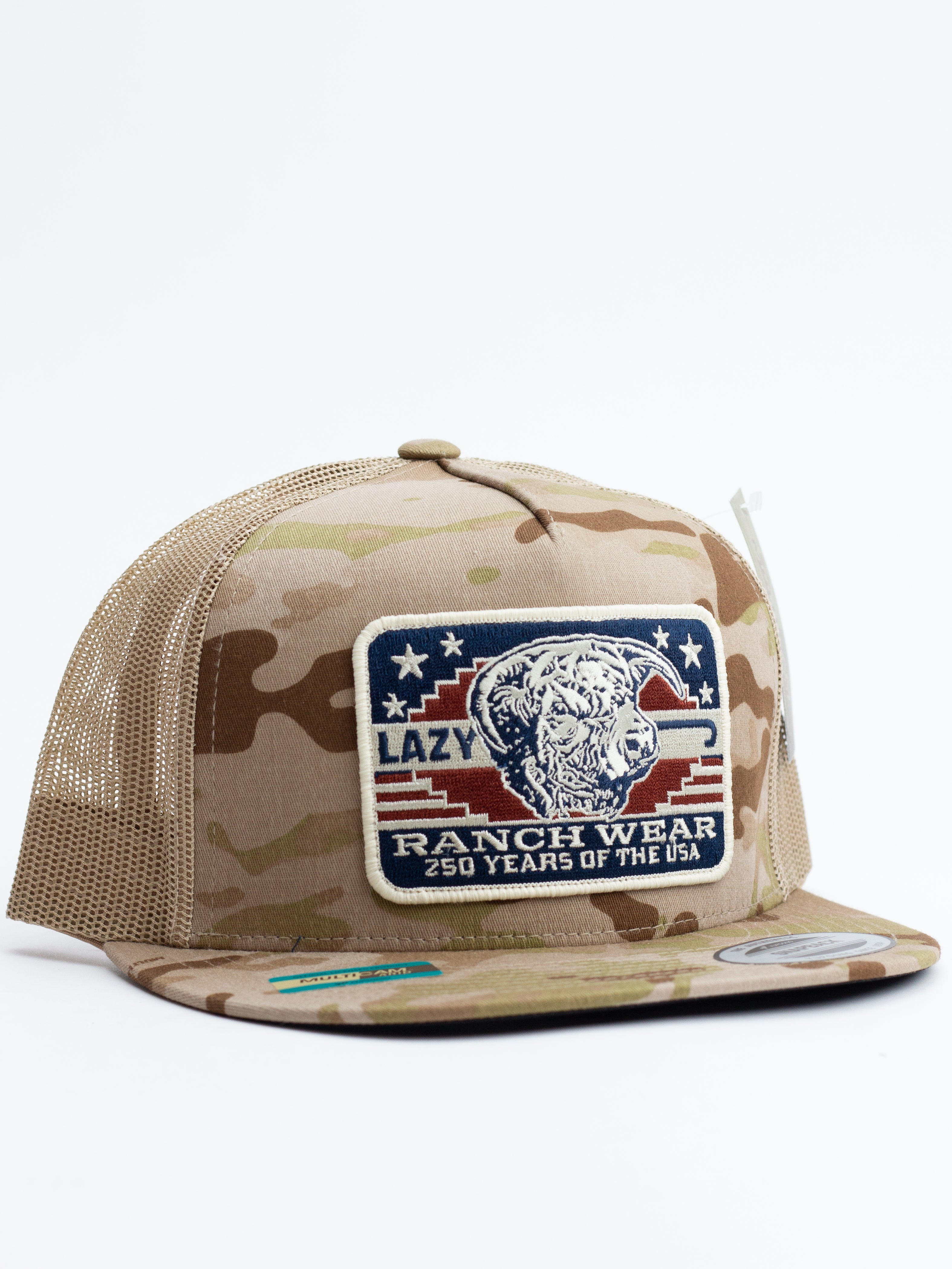 Lazy J Ranch Camo & Tan Freedom Classic Five Panel Trucker Hat