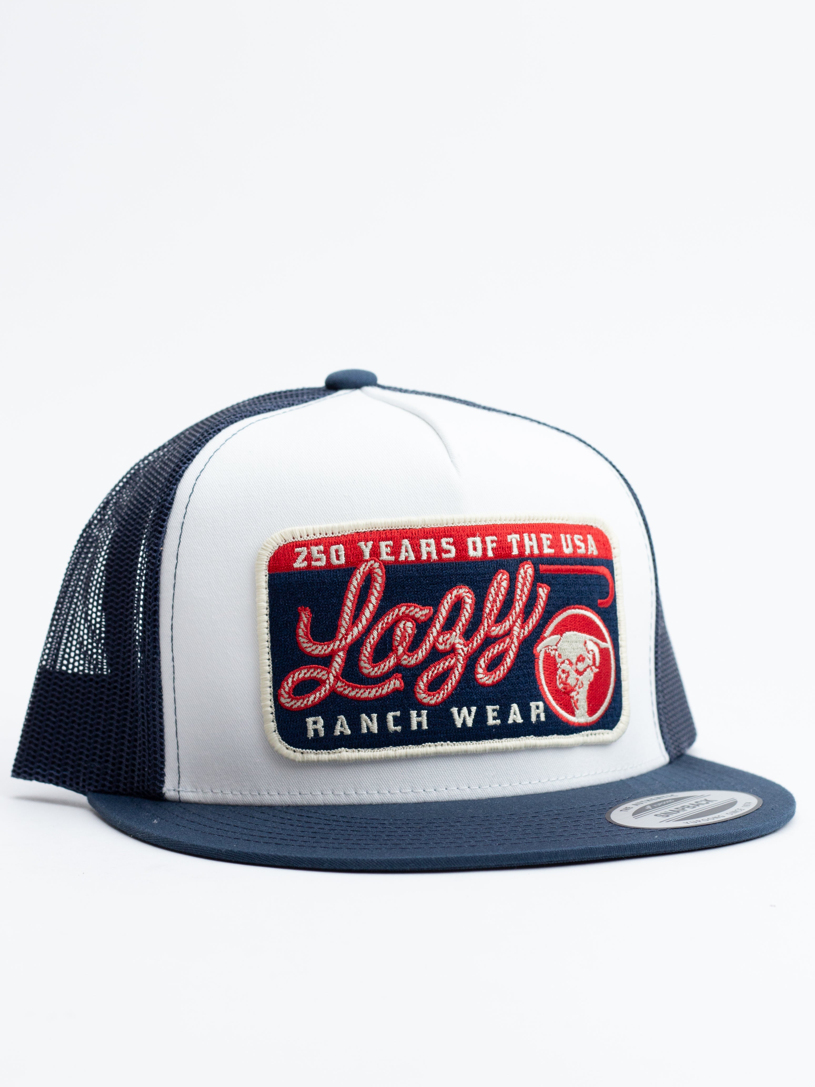 Lazy J Ranch White & Navy Heritage Classic Five Panel Trucker Hat