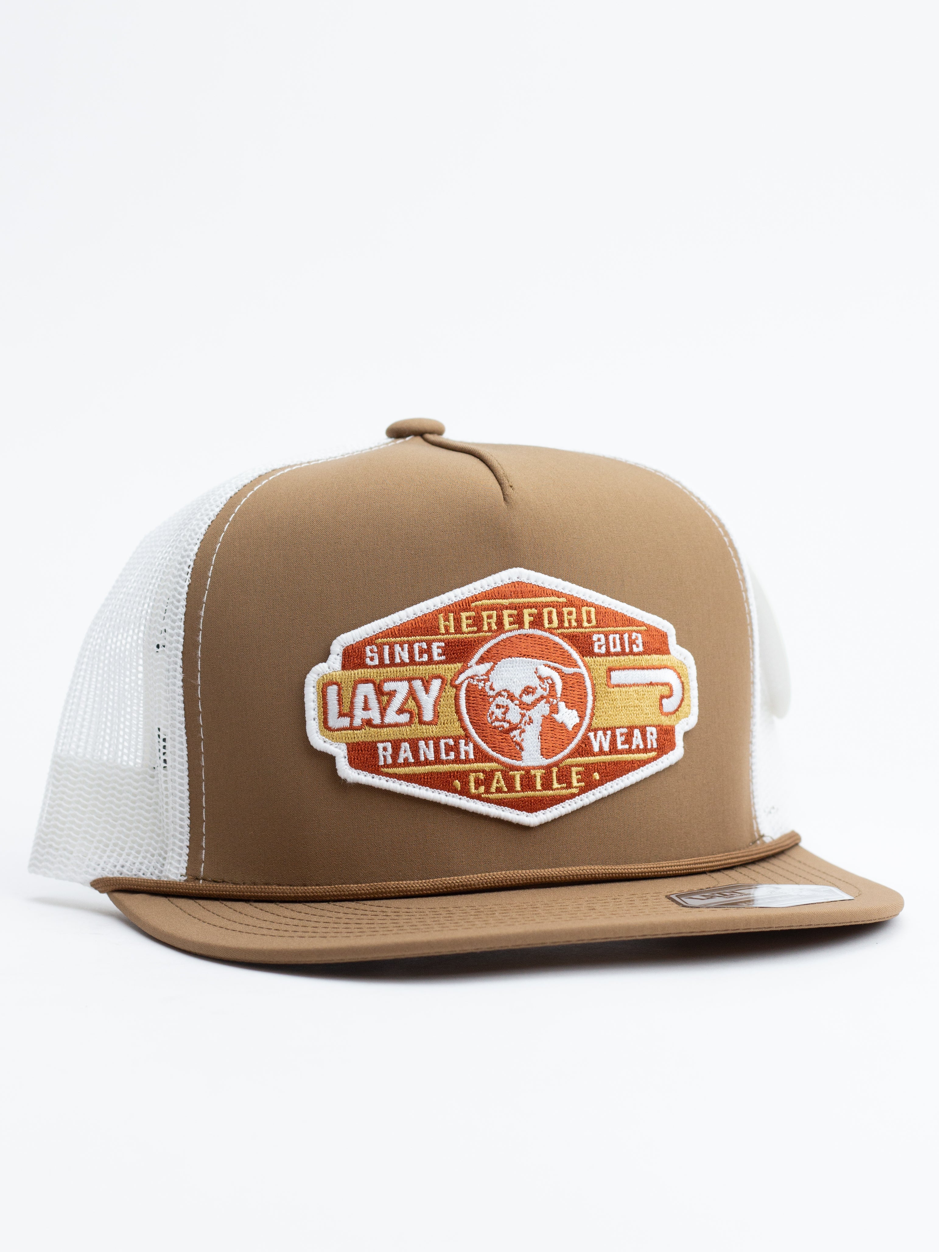 Lazy J Ranch Coyote Brown & White Pecos Classic Rope Trucker Hat