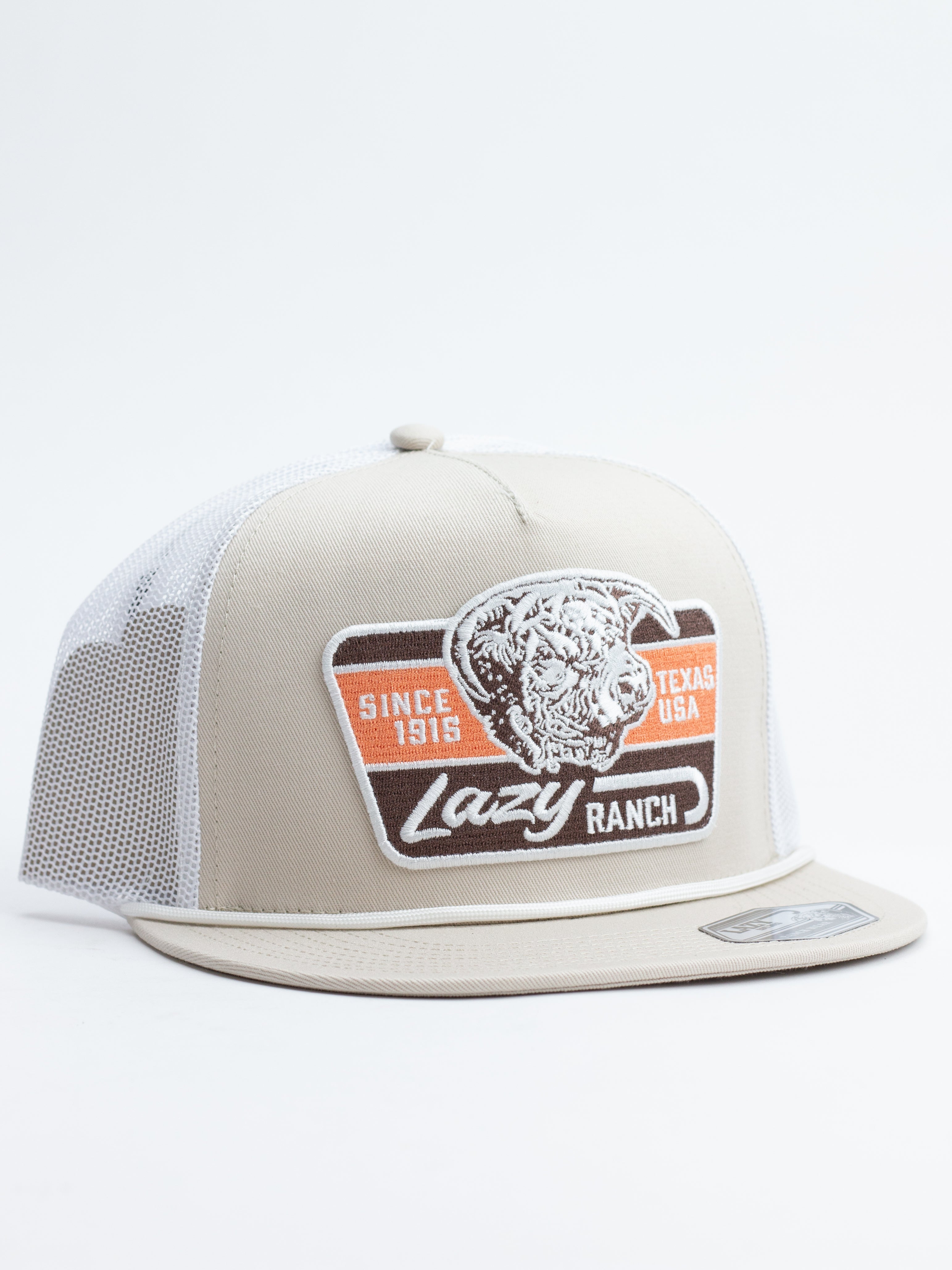 Lazy J Ranch Tan & White Texas Rust Classic Rope Trucker Hat