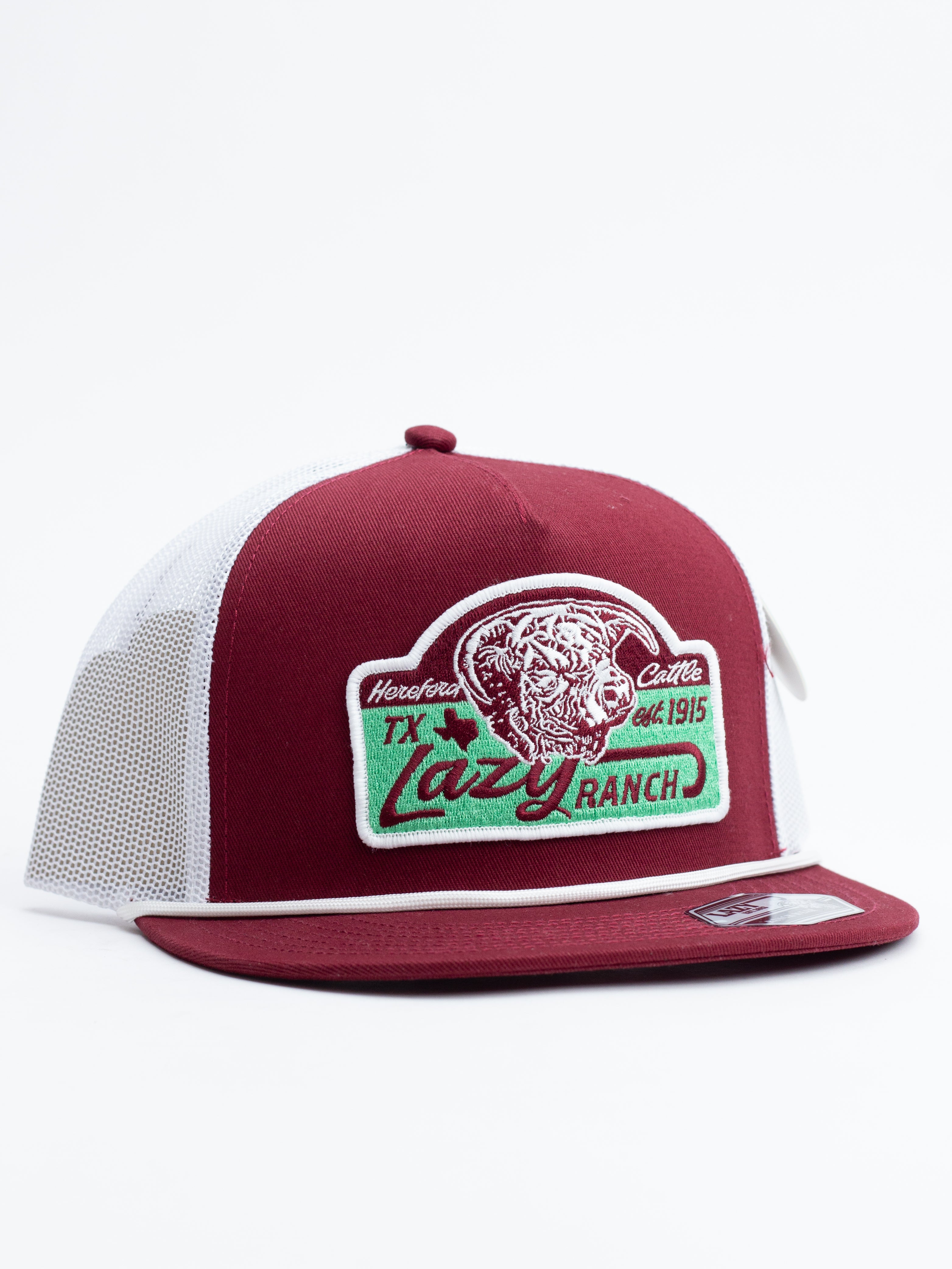 Lazy J Ranch Maroon & White Albany Classic Rope Trucker Hat