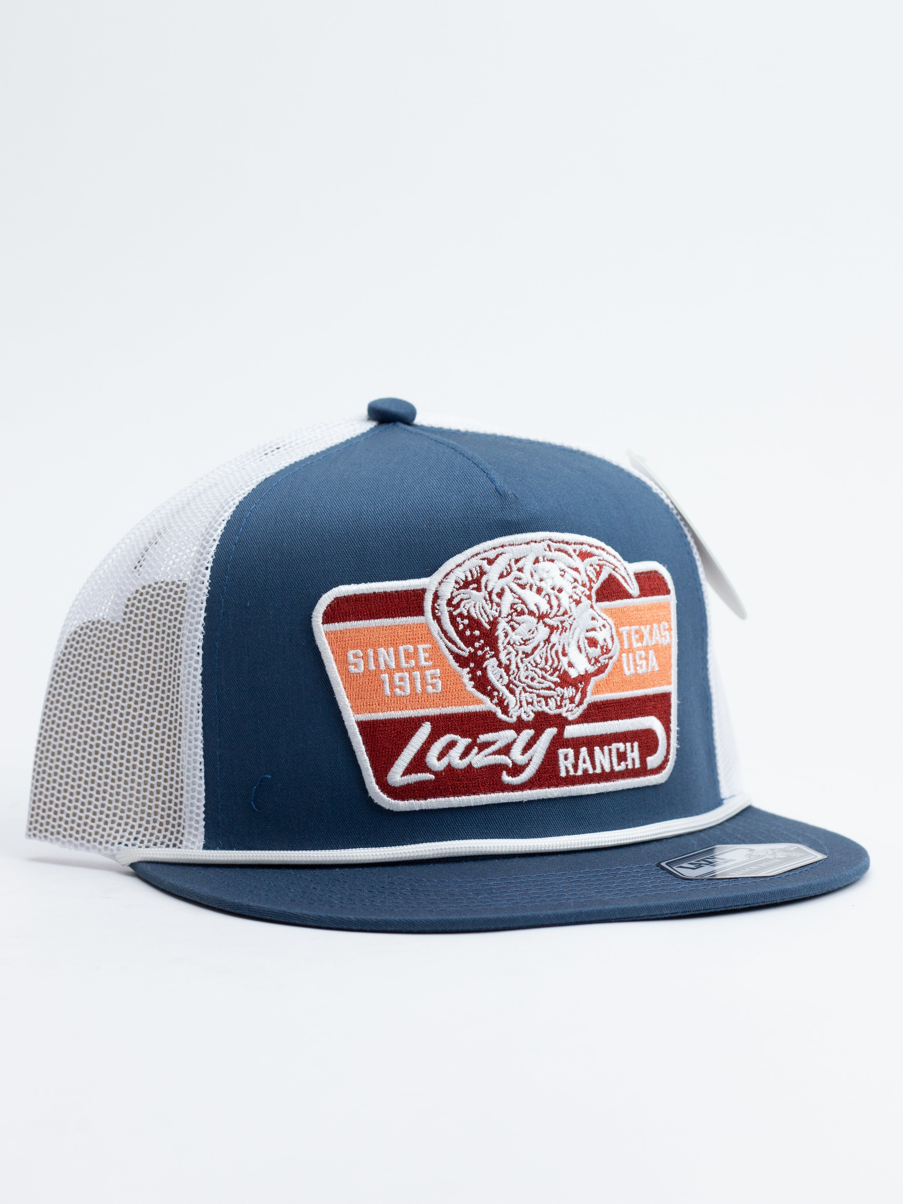 Lazy J Ranch Royal Blue & White Texas Rust Classic Rope Trucker Hat