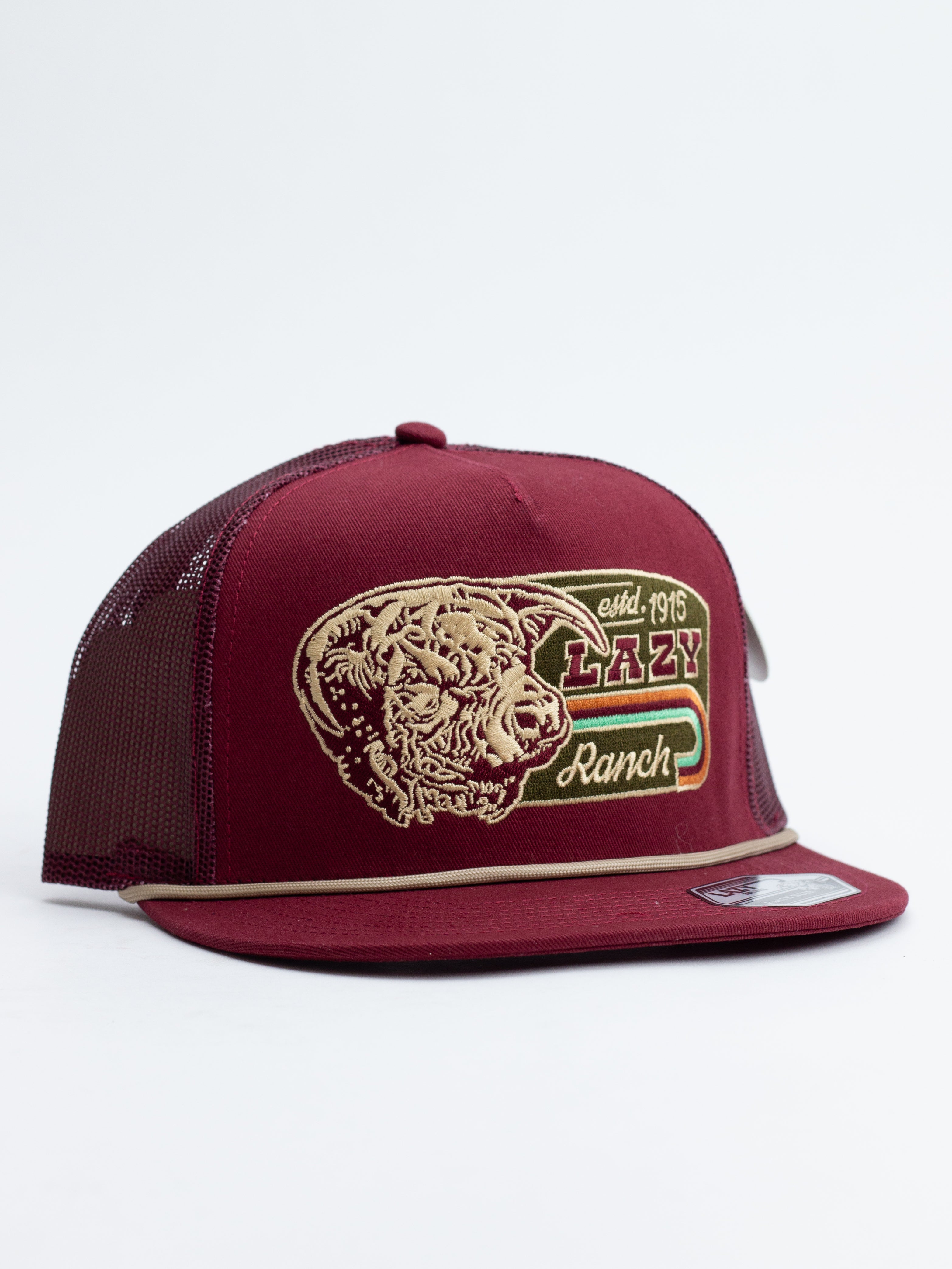 Lazy J Ranch Maroon Redford Classic Rope Trucker Hat