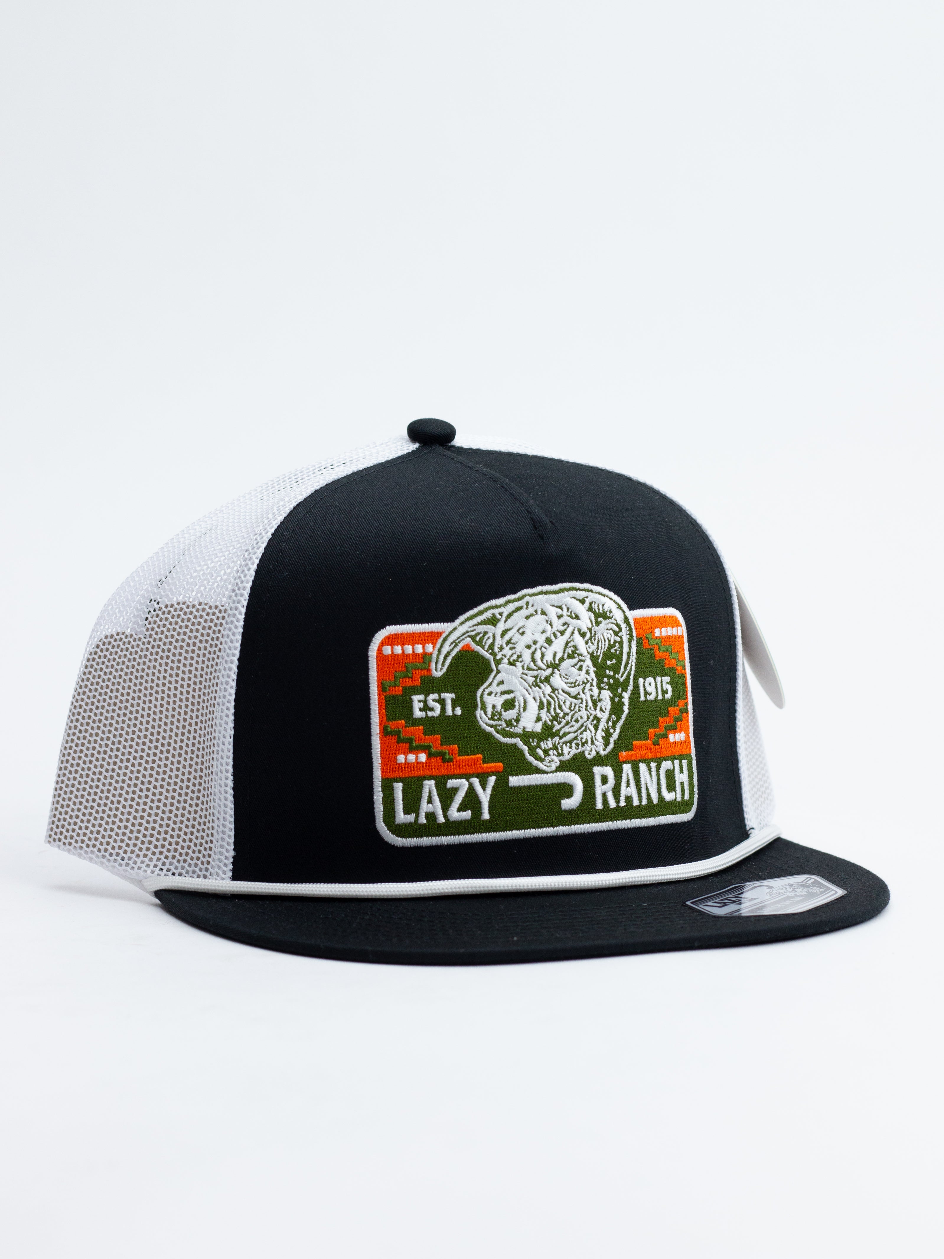 Lazy J Ranch Black & White Presidio Classic Rope Trucker Hat